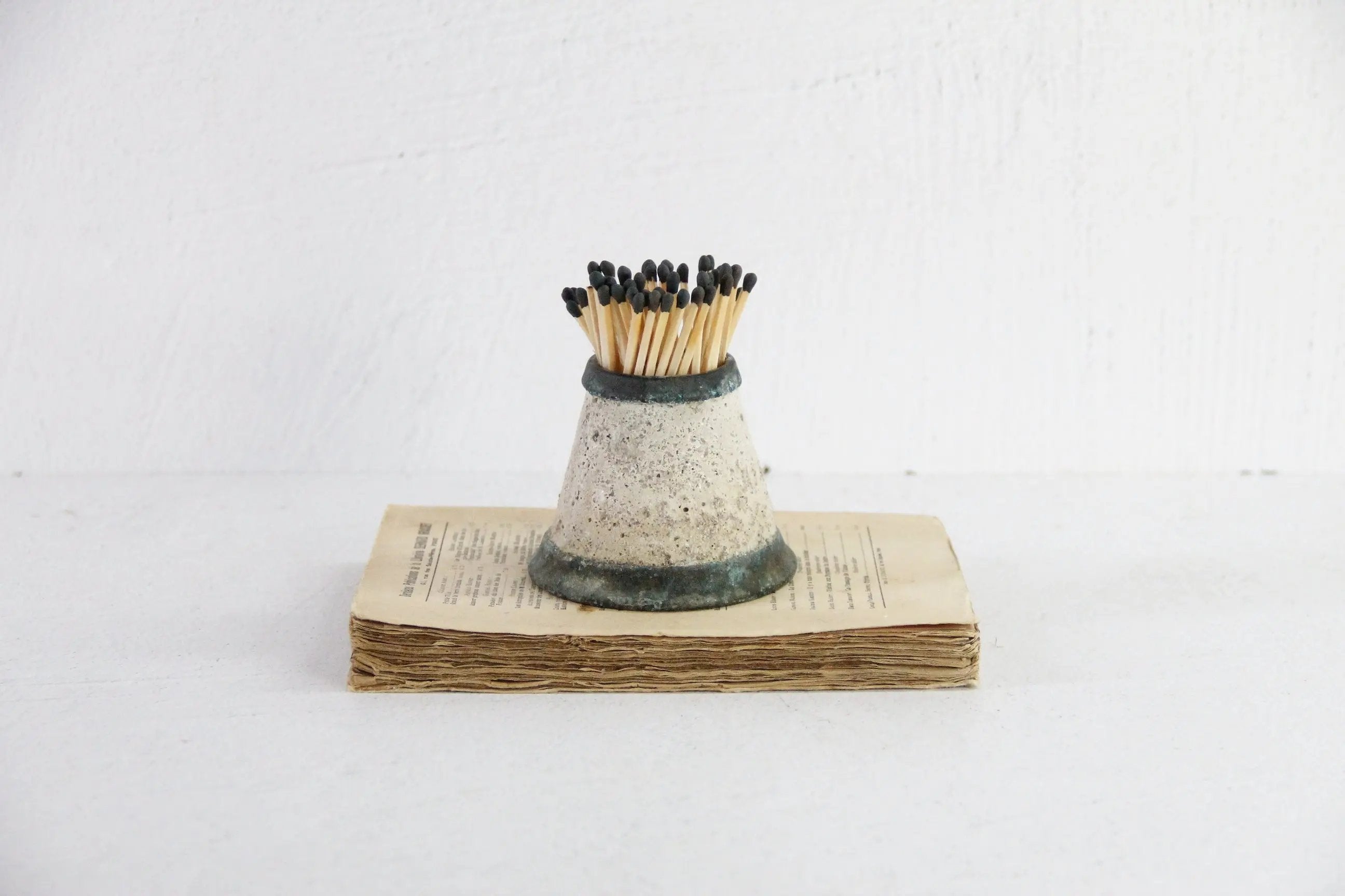 Antique Match Striker | Concrete with Patinated Brass  Debra Hall Lifestyle