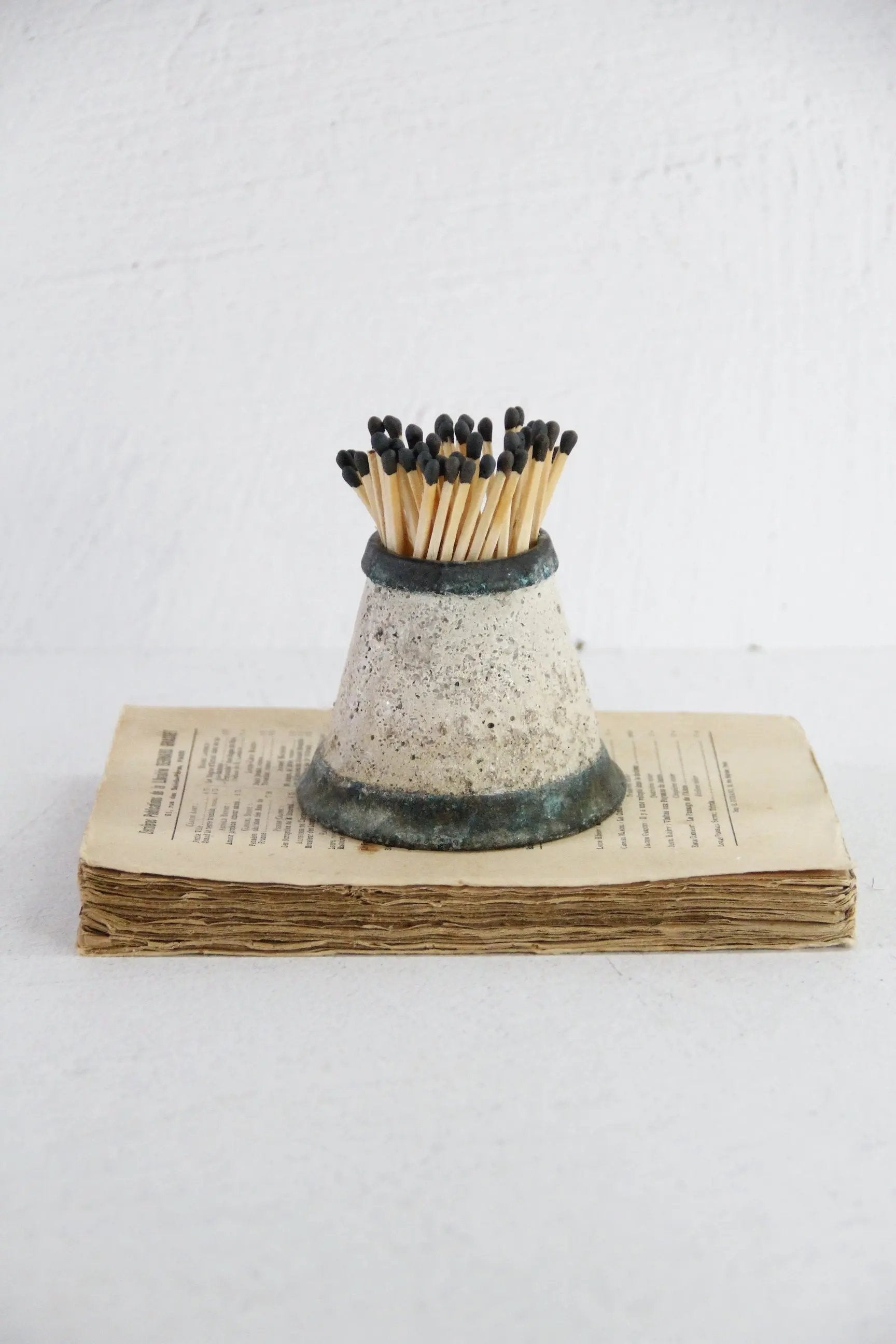 Antique Match Striker | Concrete with Patinated Brass  Debra Hall Lifestyle