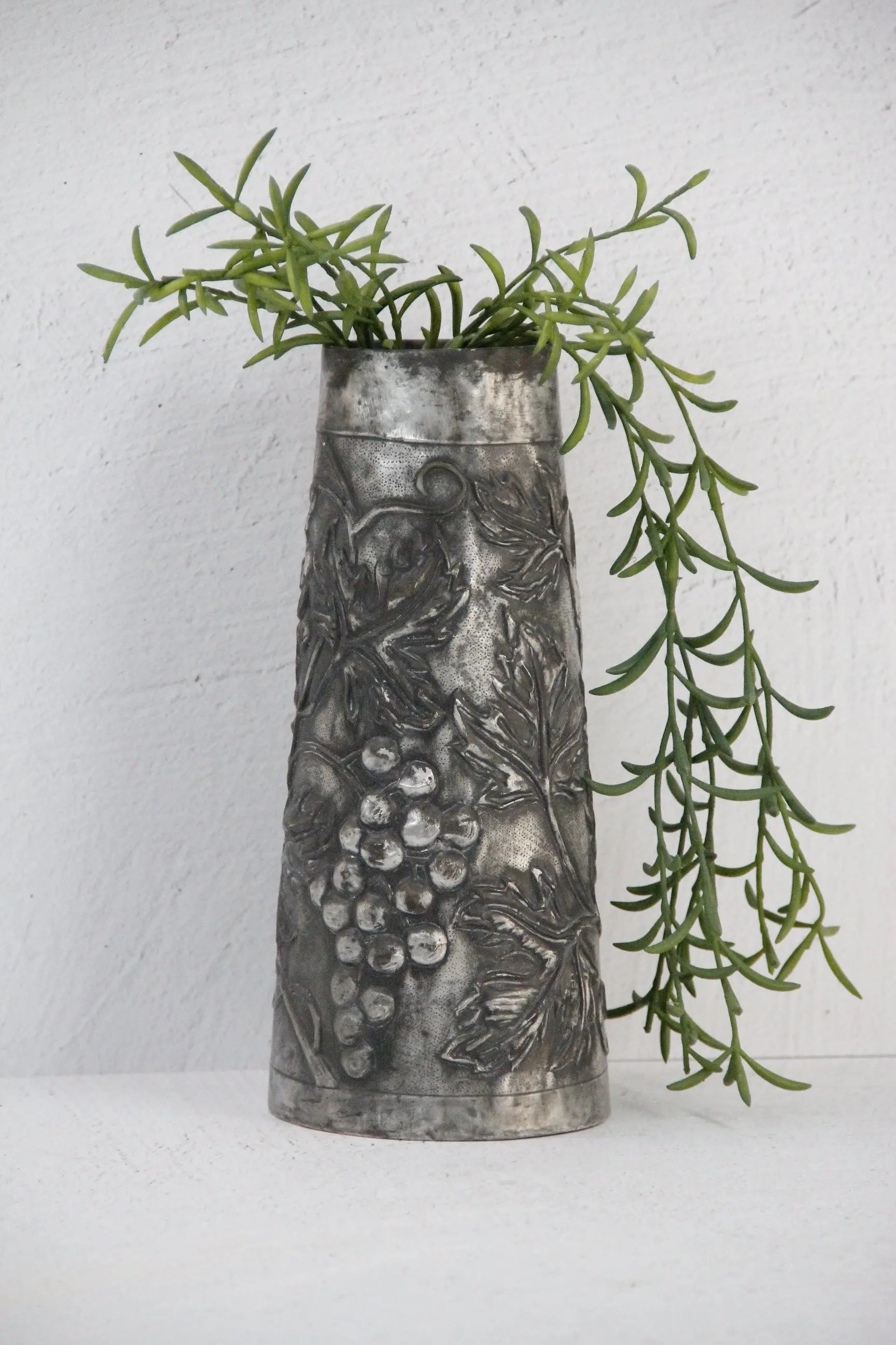Antique Metal Vase | Repousse Hammered Design-France  Debra Hall Lifestyle