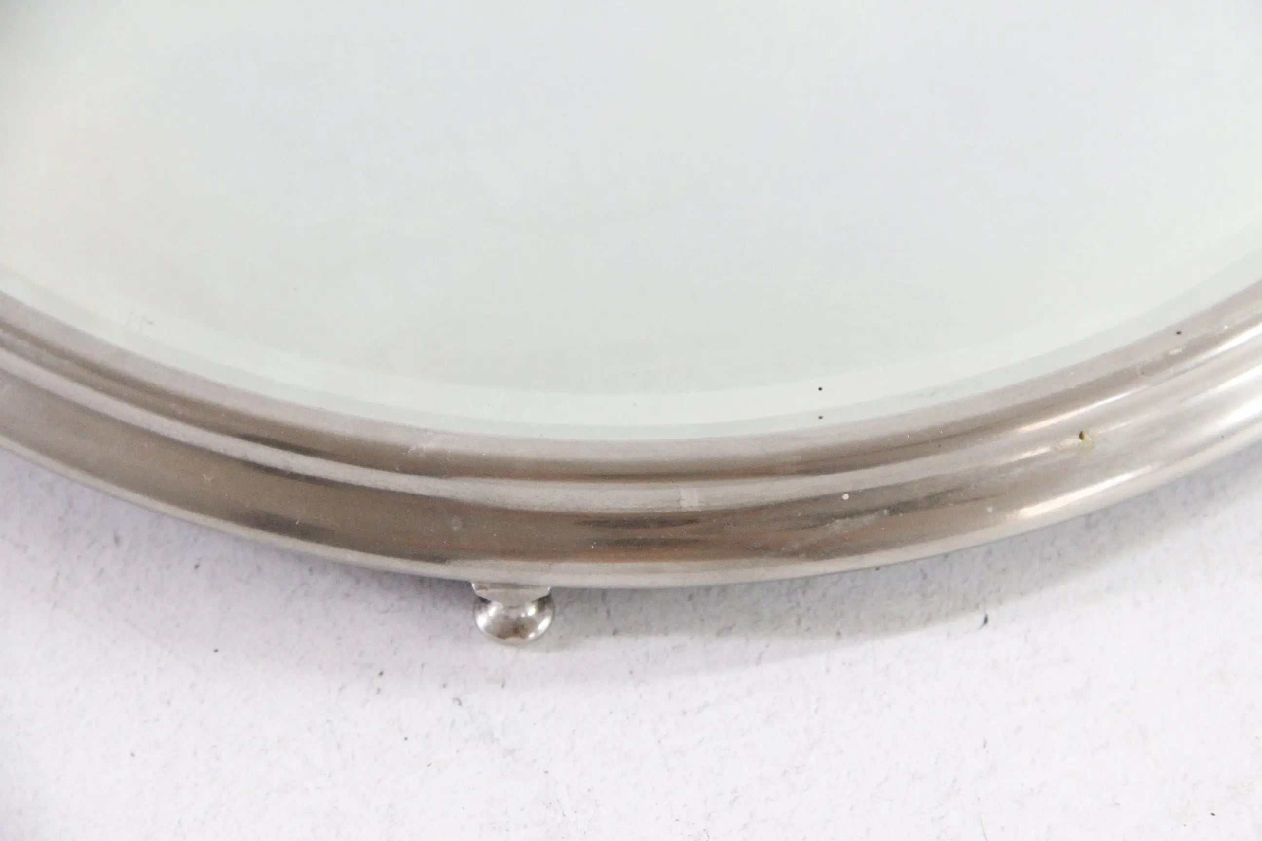 Antique Mirror Plateau | Art Deco Footed Nickel Tray