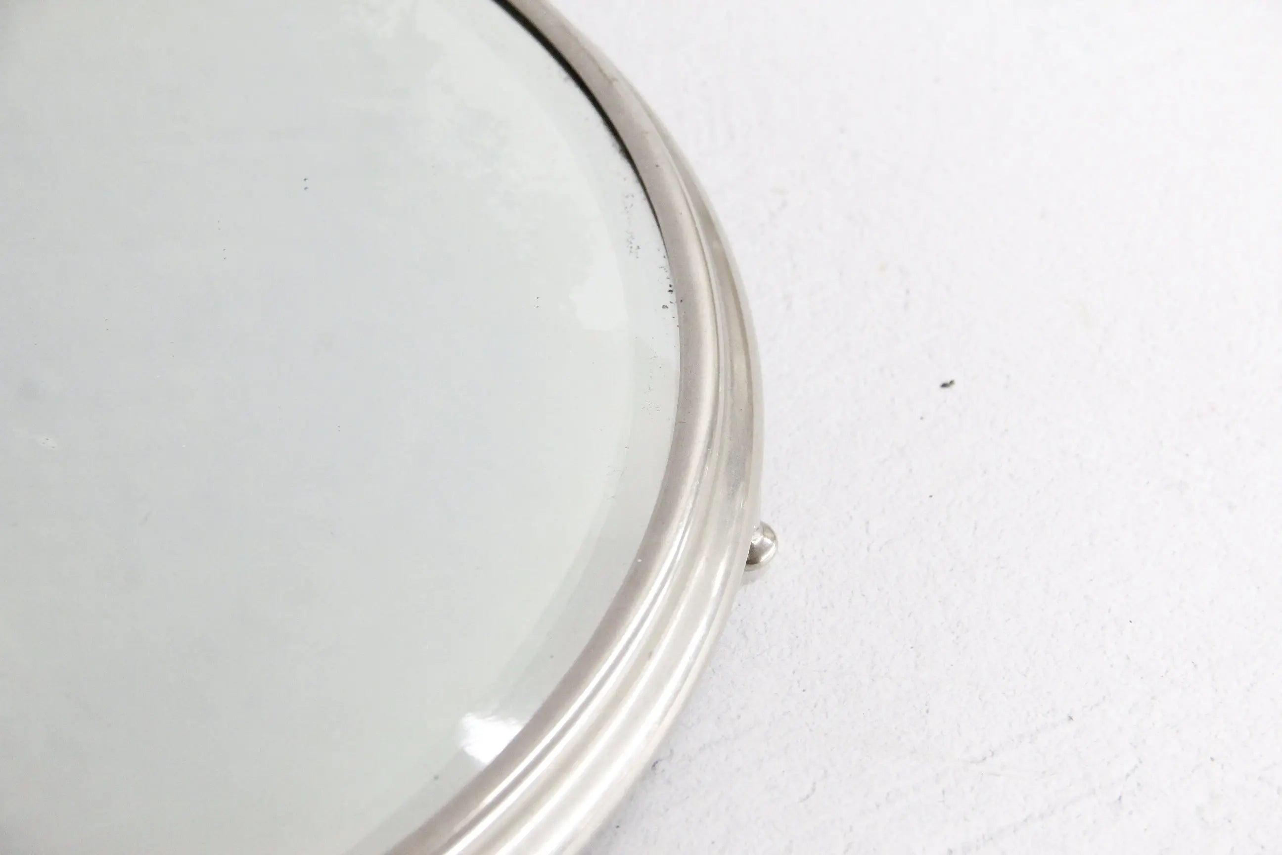 Antique Mirror Plateau | Art Deco Footed Nickel Tray