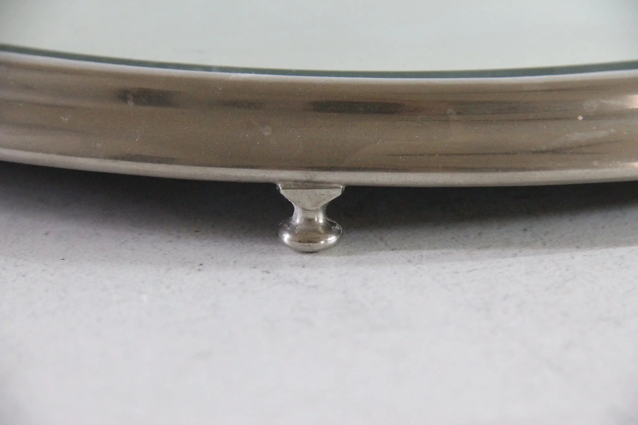 Antique Mirror Plateau | Art Deco Footed Nickel Tray