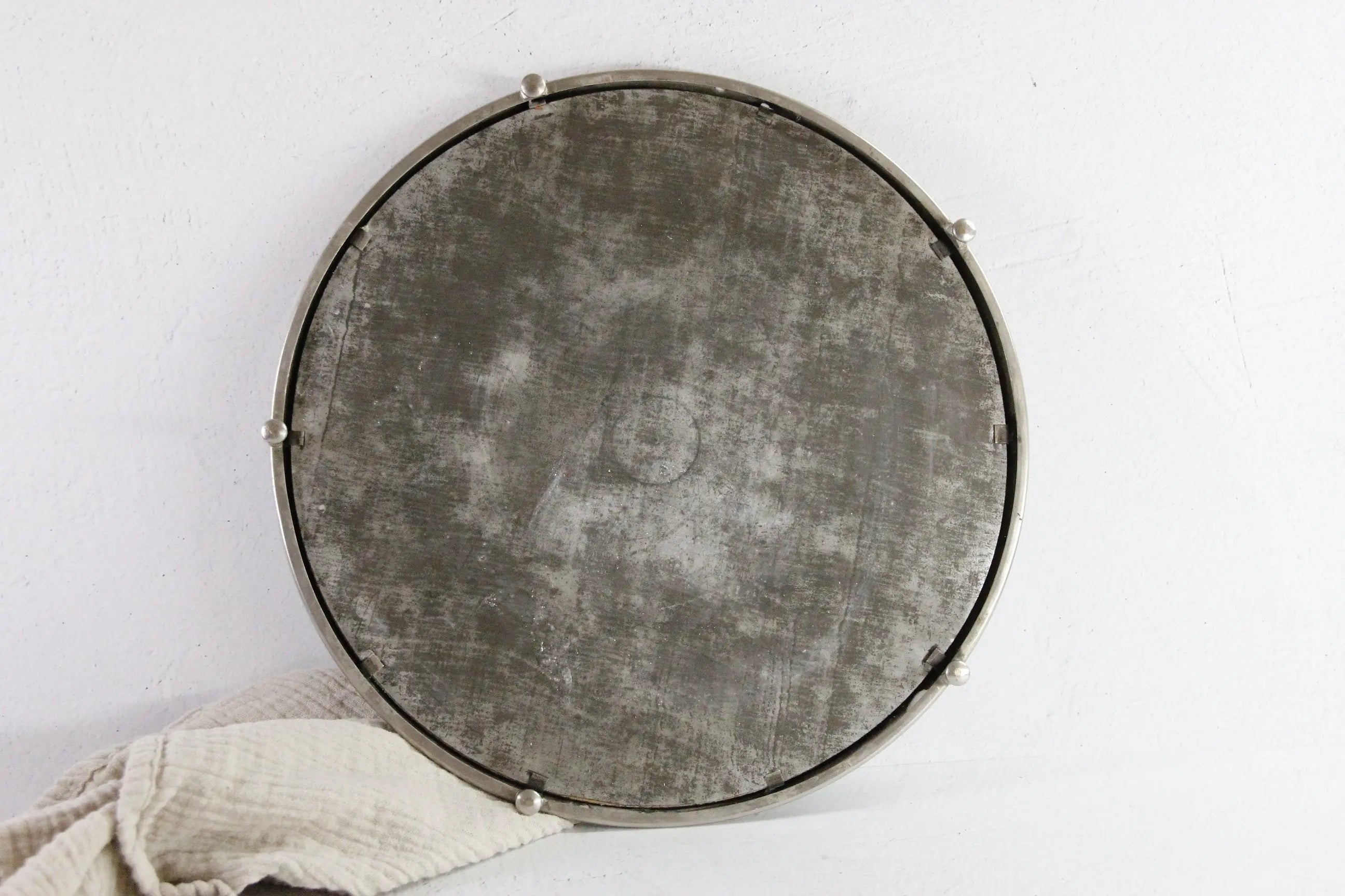 Antique Mirror Plateau | Art Deco Footed Nickel Tray