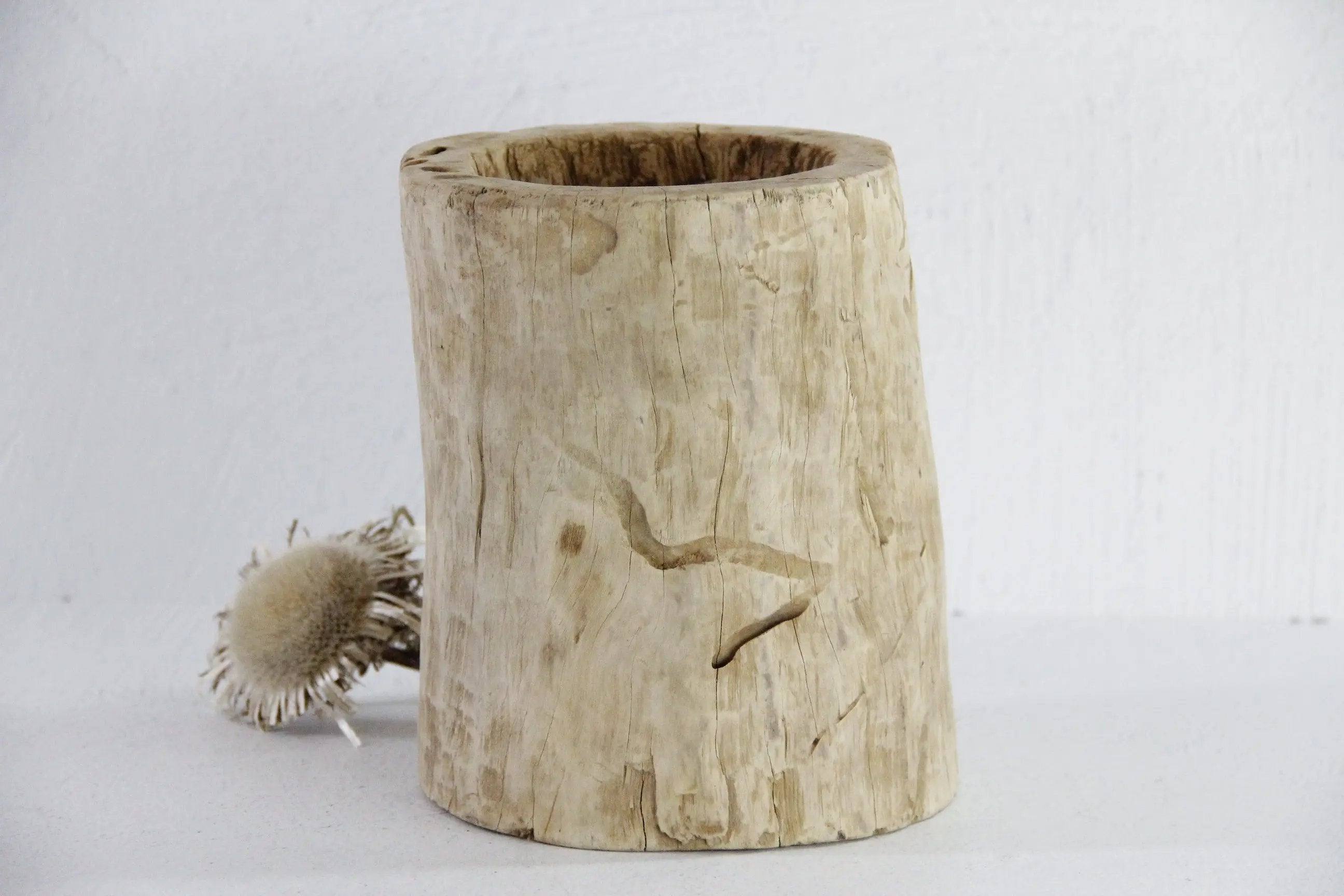 Antique Mortar | Carved Wood Grinder Bowl  Debra Hall Lifestyle