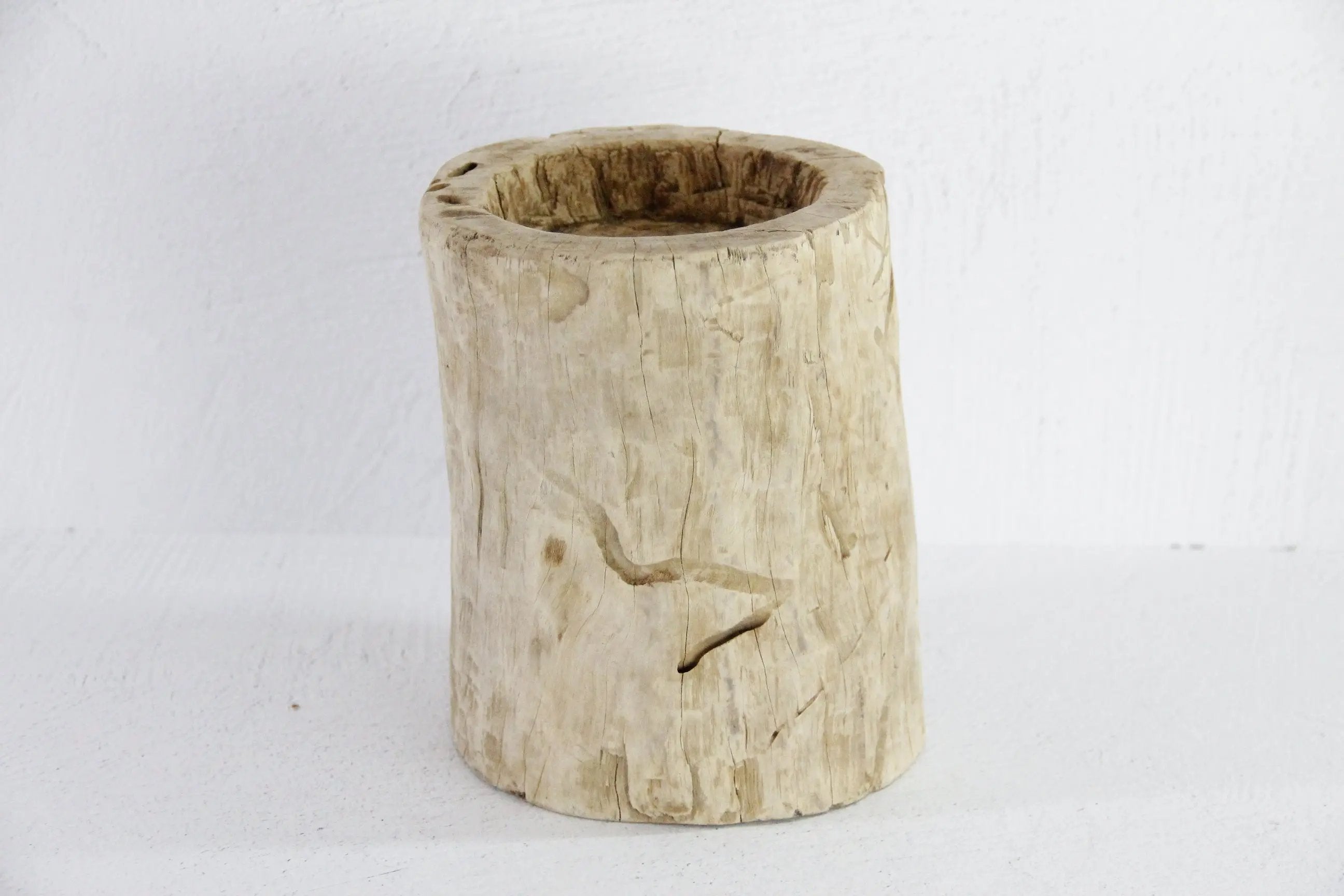 Antique Mortar | Carved Wood Grinder Bowl  Debra Hall Lifestyle