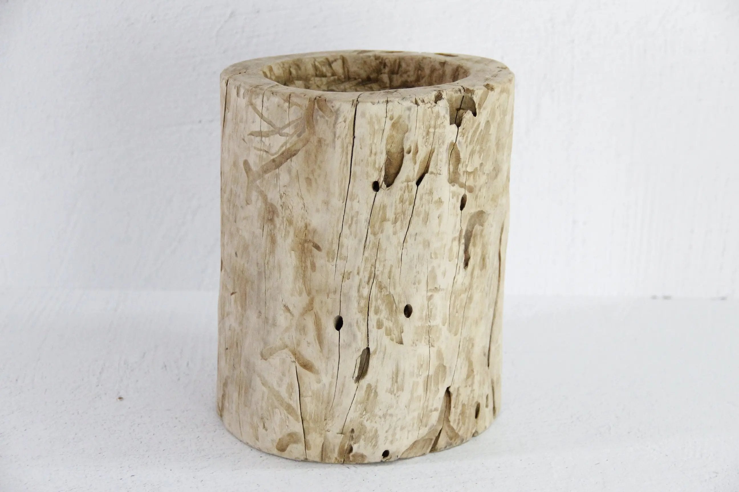 Antique Mortar | Carved Wood Grinder Bowl  Debra Hall Lifestyle