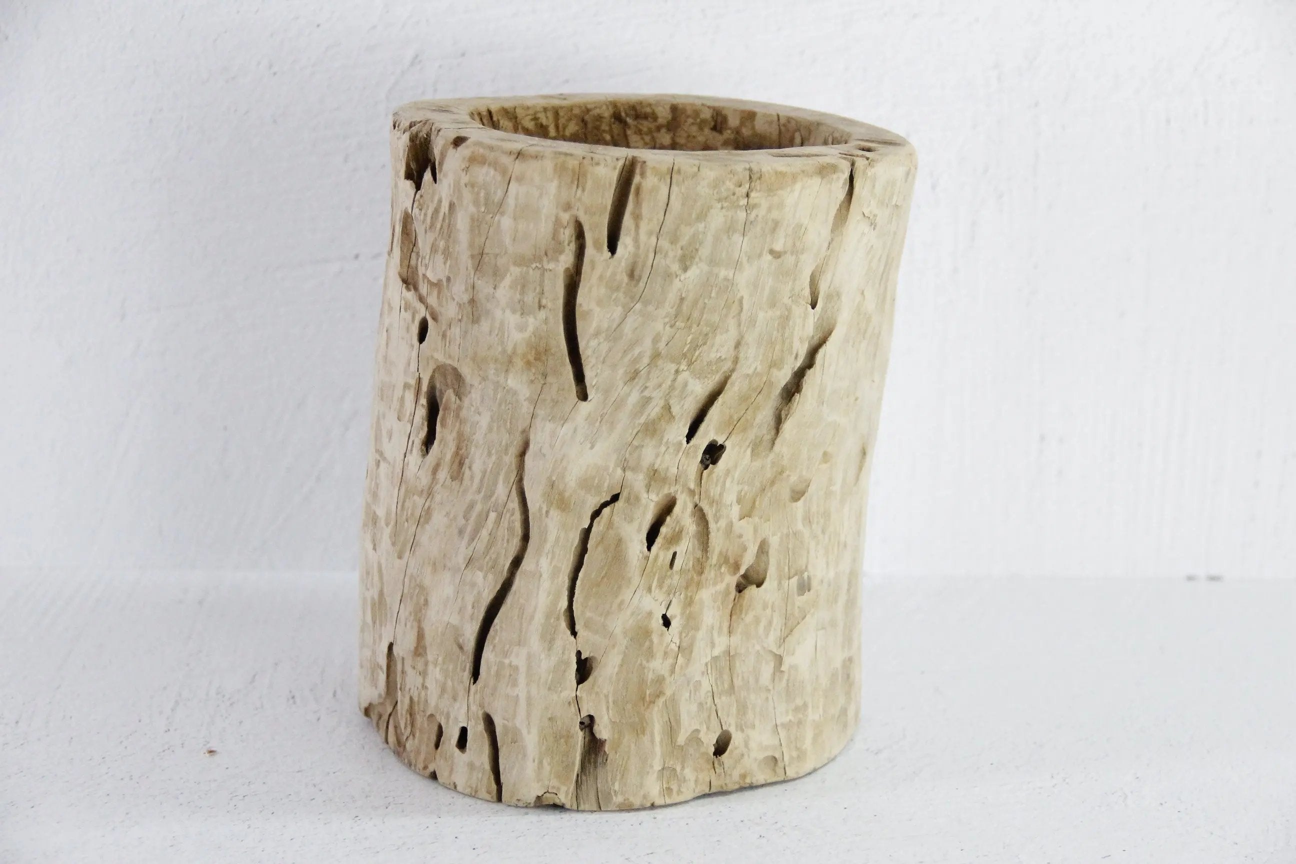 Antique Mortar | Carved Wood Grinder Bowl  Debra Hall Lifestyle