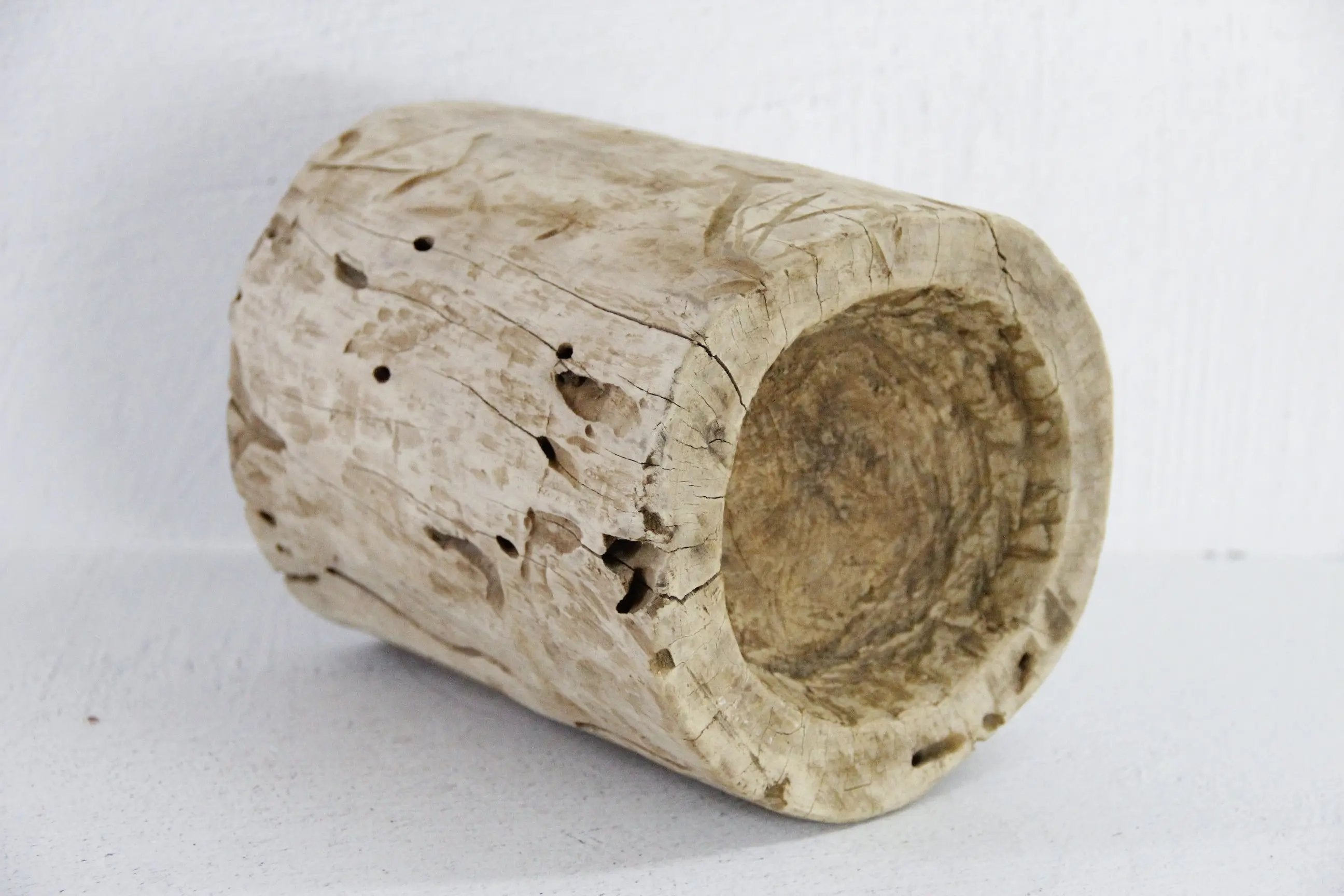 Antique Mortar | Carved Wood Grinder Bowl  Debra Hall Lifestyle