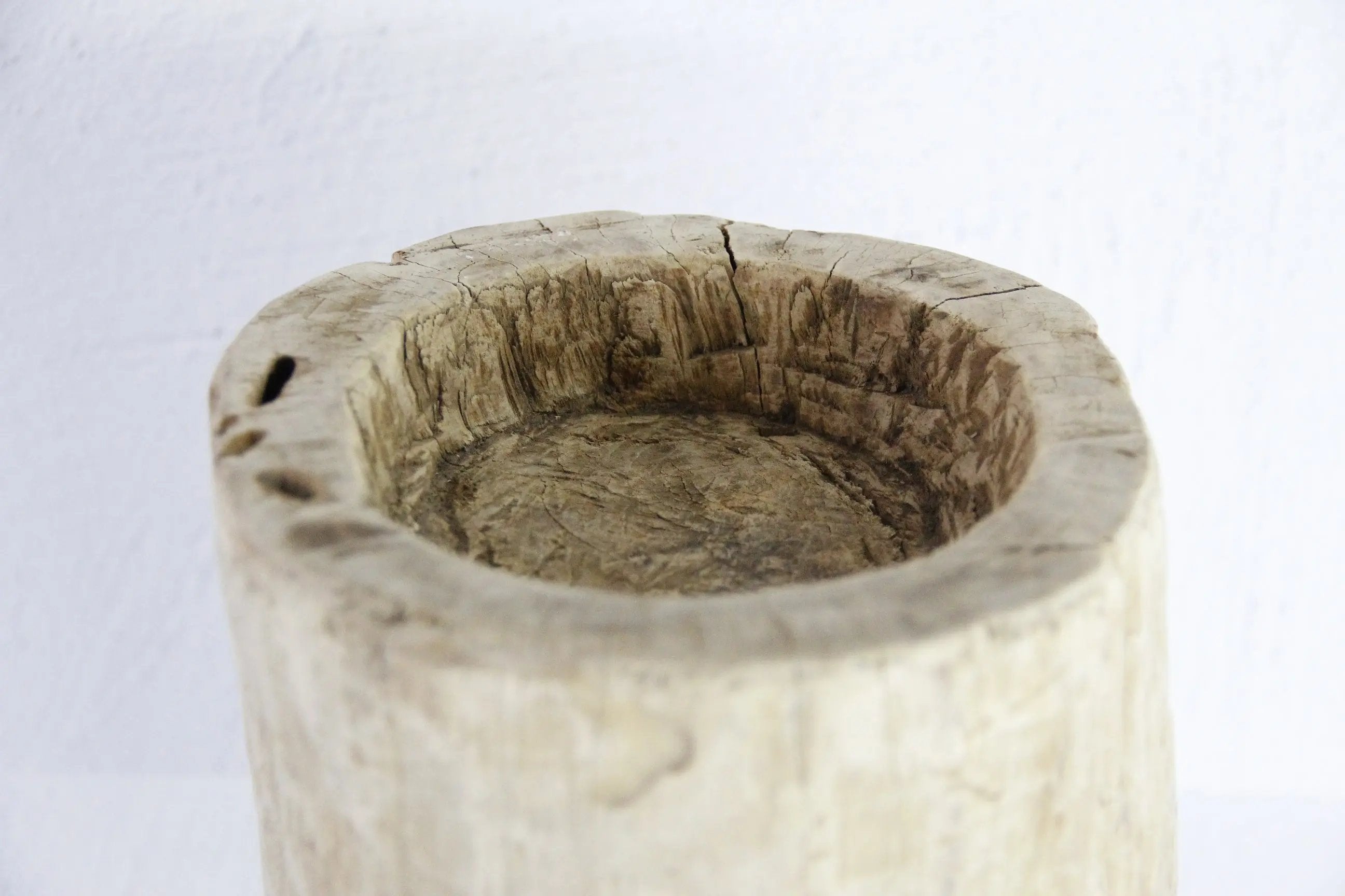 Antique Mortar | Carved Wood Grinder Bowl  Debra Hall Lifestyle