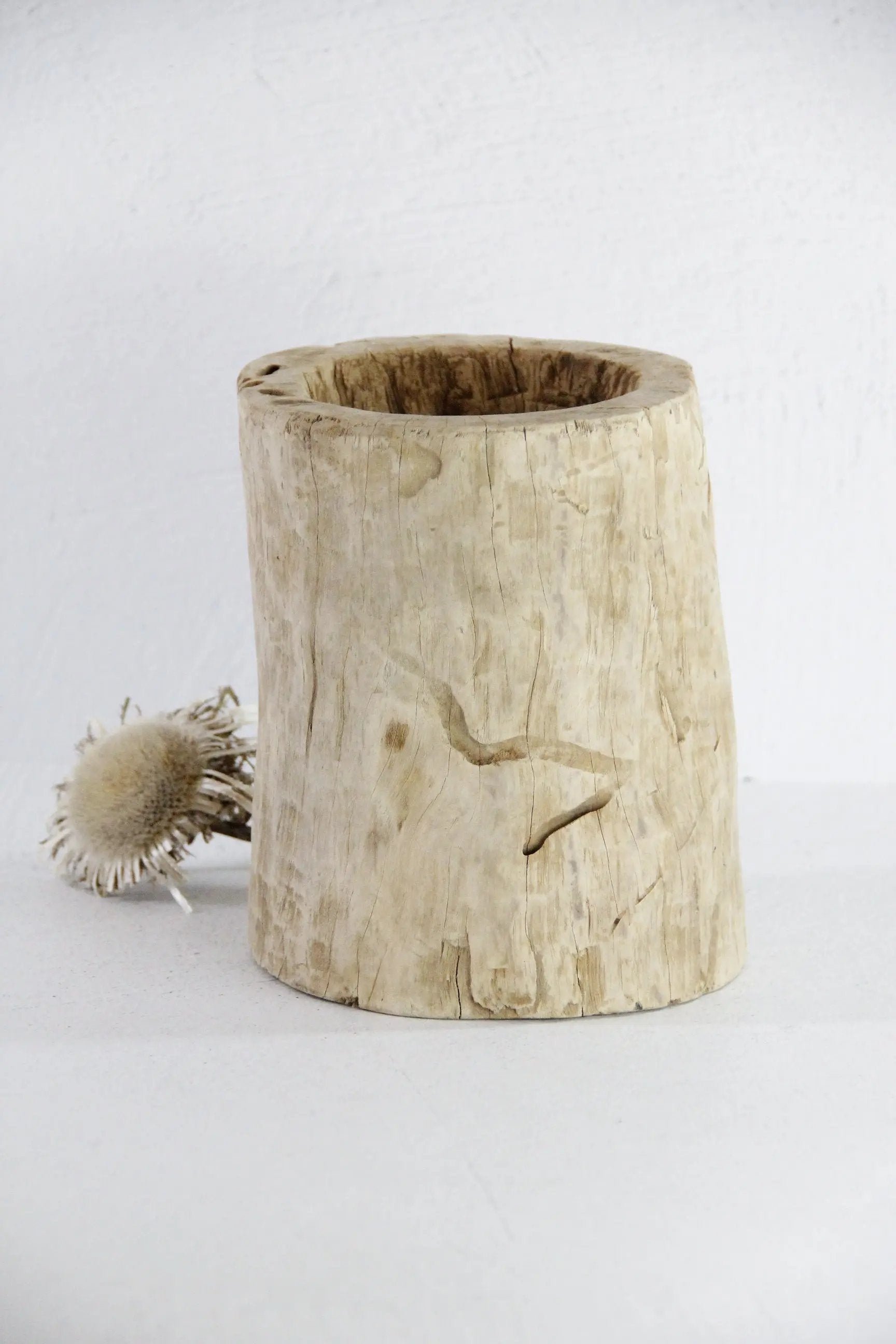 Antique Mortar | Carved Wood Grinder Bowl  Debra Hall Lifestyle