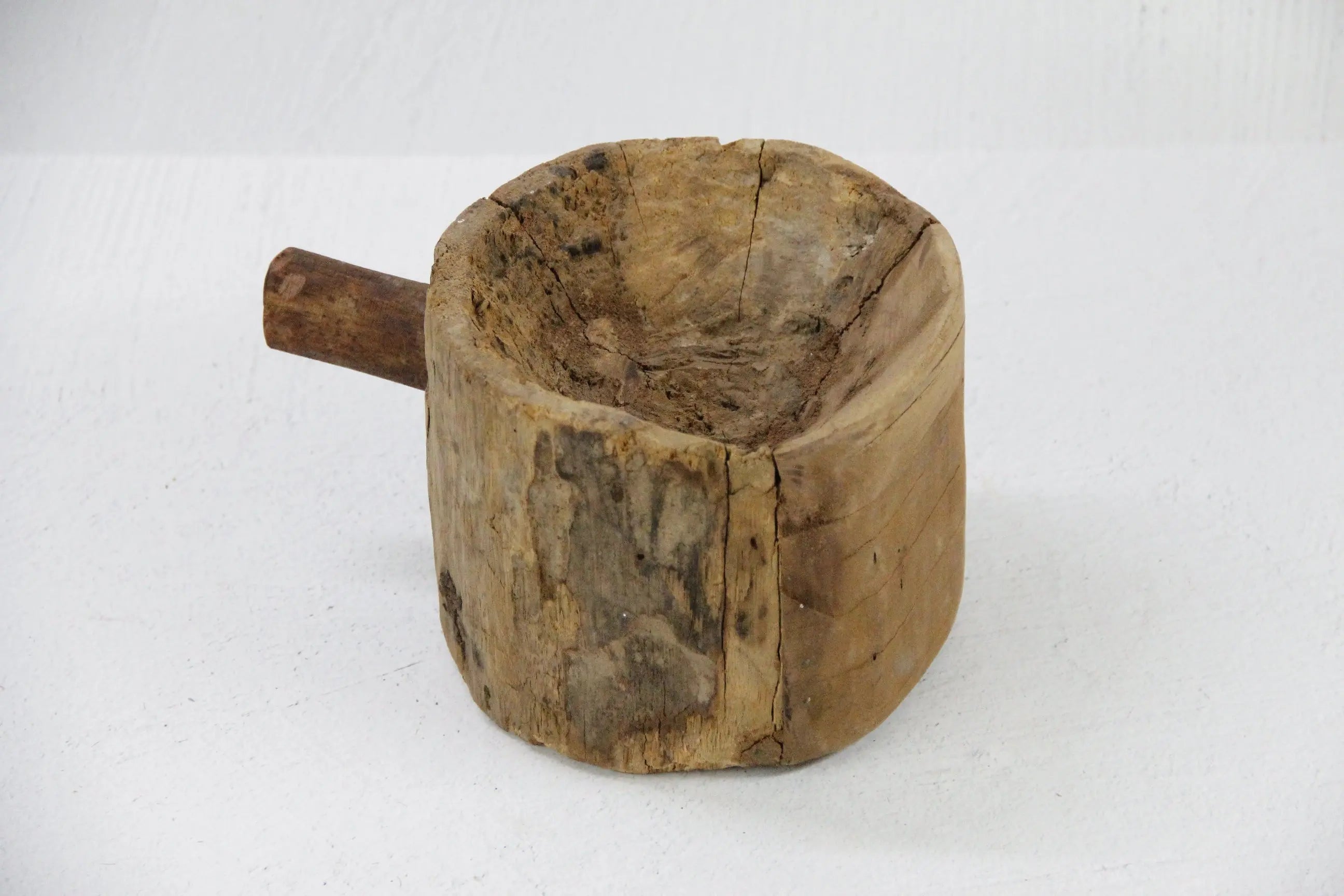 Antique Mortar | Wooden Carved Spice Grinding Bowl  Debra Hall Lifestyle