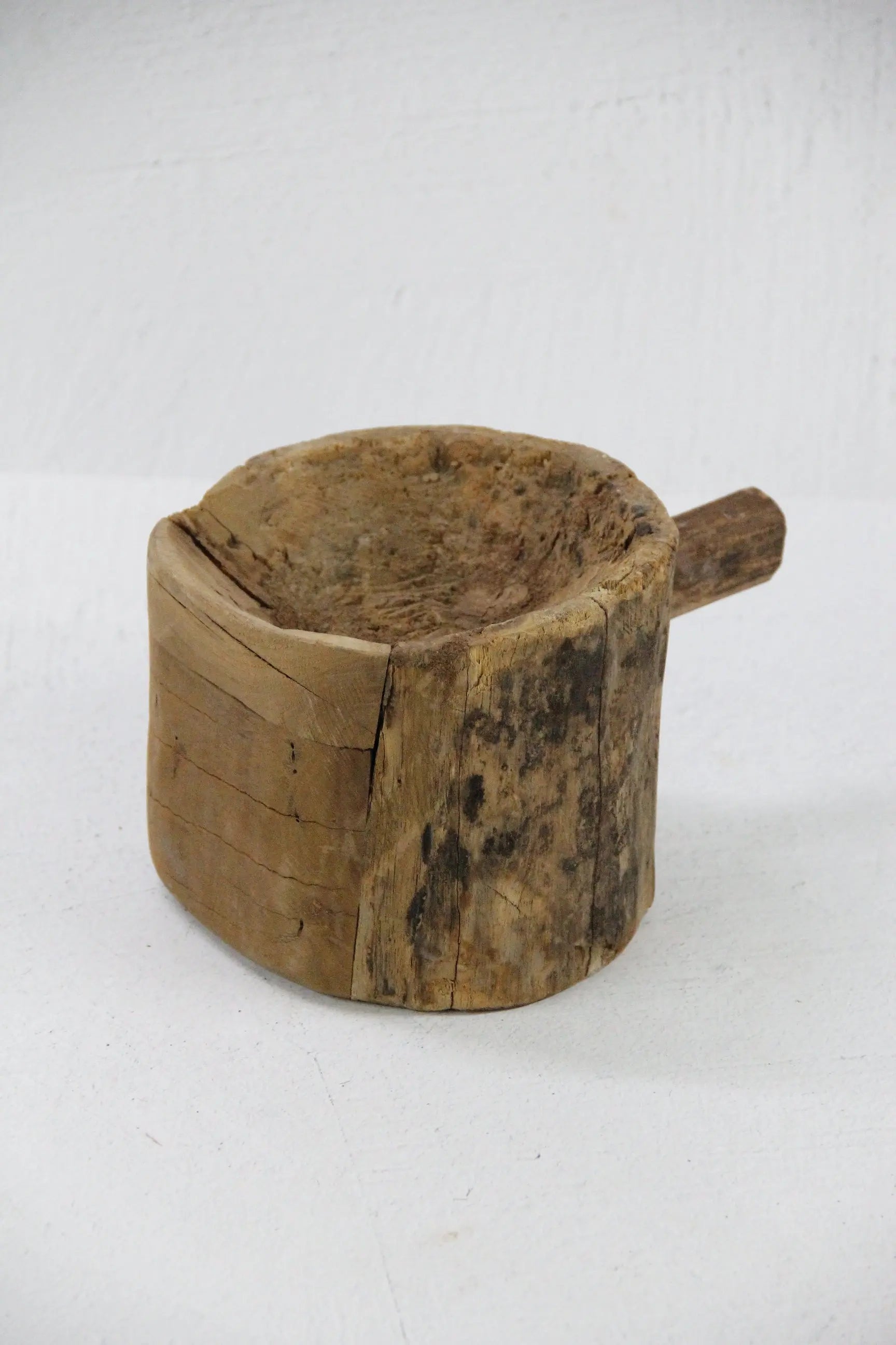 Antique Mortar | Wooden Carved Spice Grinding Bowl  Debra Hall Lifestyle