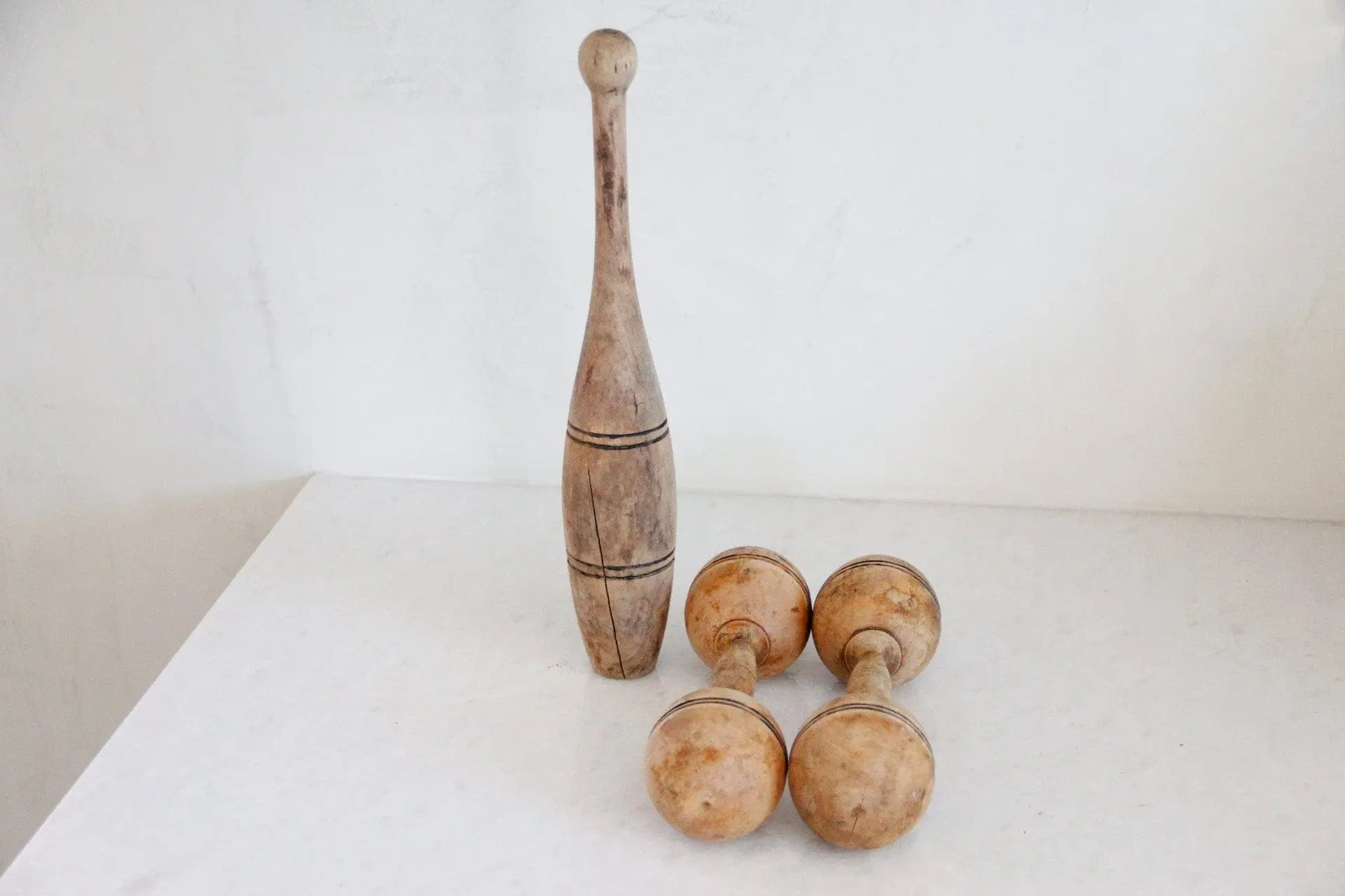 Antique Pair Wooden Dumbbells | Exercise Pin | Each  Debra Hall Lifestyle