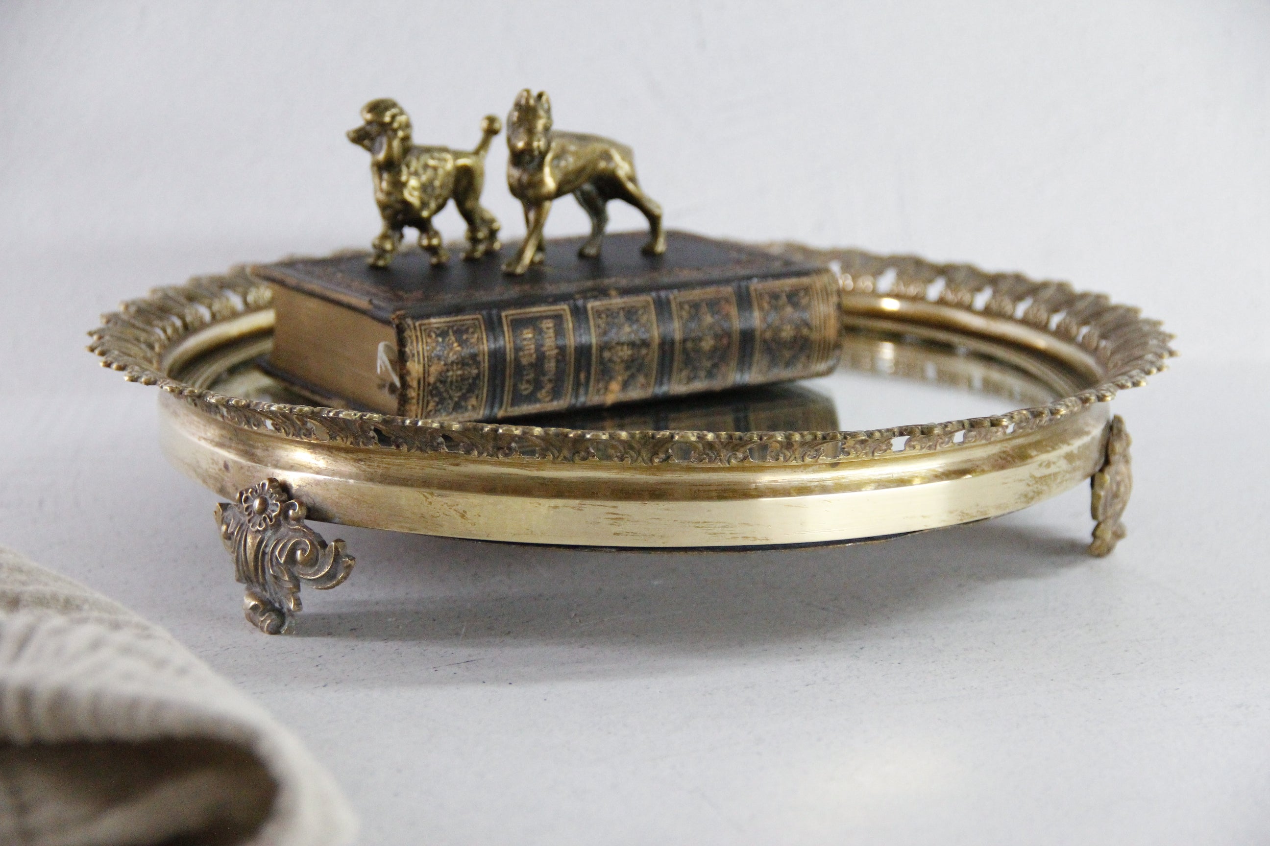 Antique Plateau Mirror French Neoclassical Brass 19th Century  Debra Hall Lifestyle