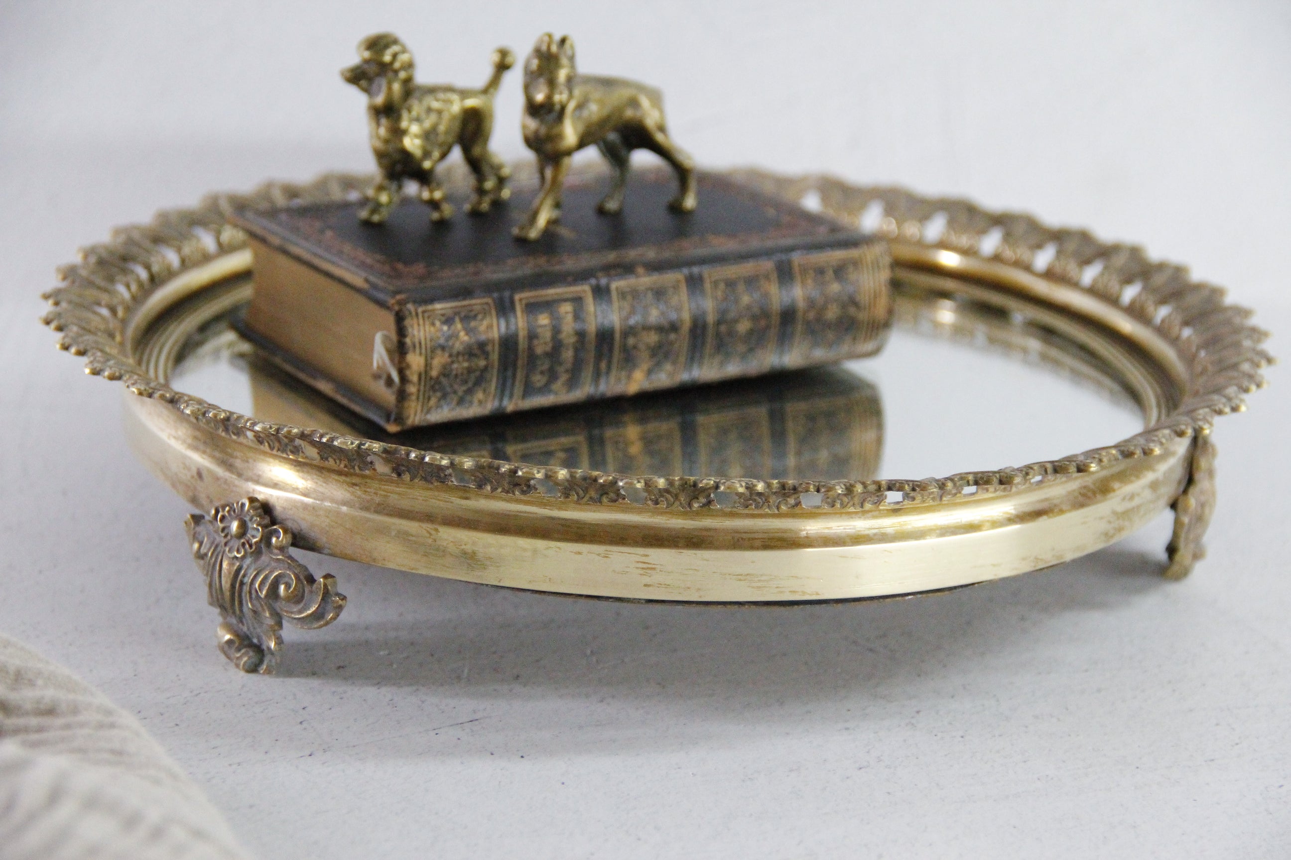 Antique Plateau Mirror French Neoclassical Brass 19th Century  Debra Hall Lifestyle