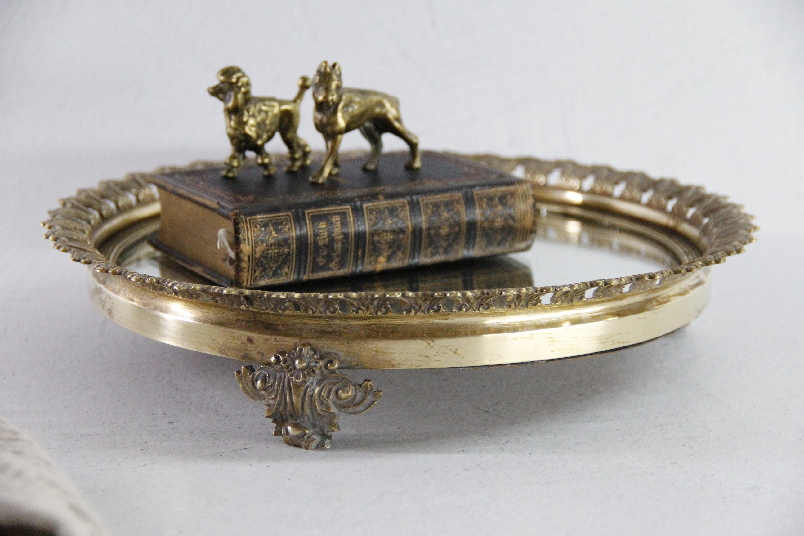 Antique Plateau Mirror French Neoclassical Brass 19th Century  Debra Hall Lifestyle