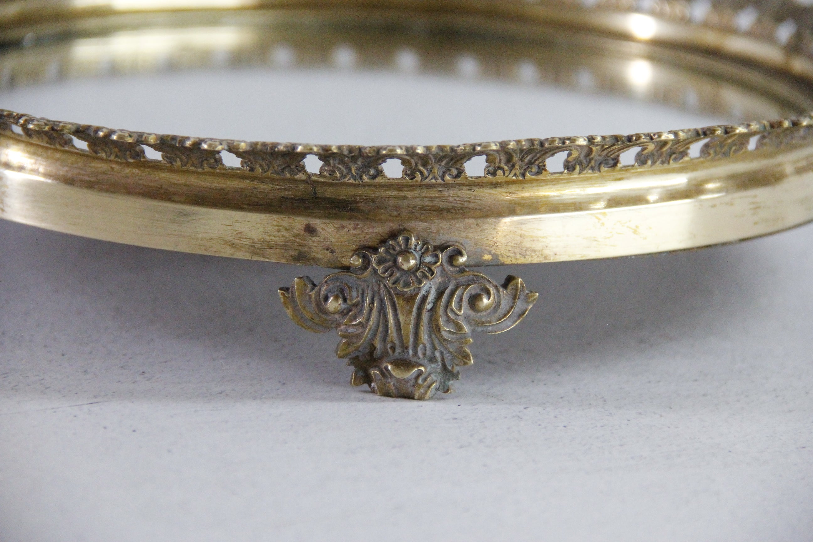 Antique Plateau Mirror French Neoclassical Brass 19th Century  Debra Hall Lifestyle