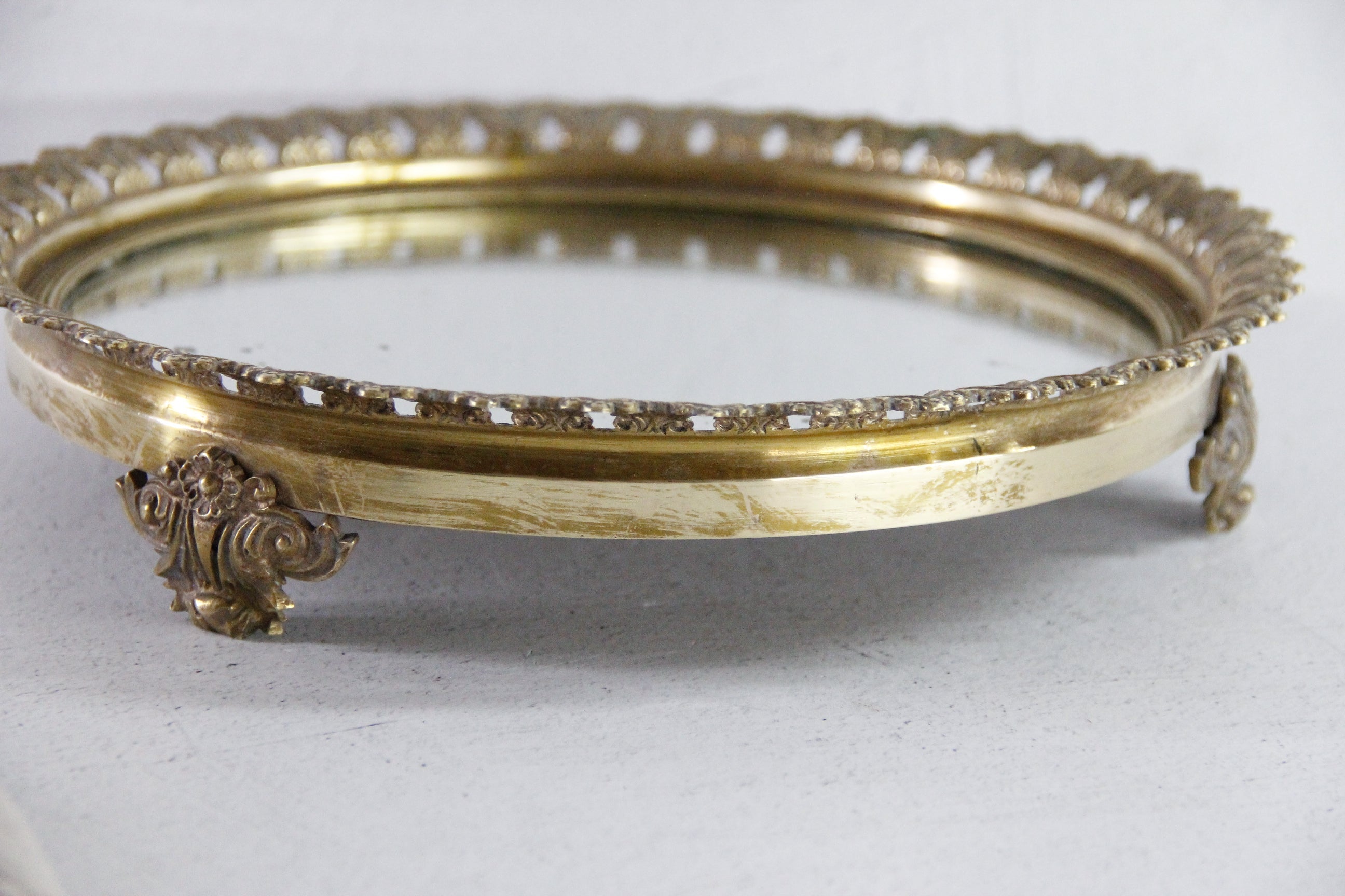 Antique Plateau Mirror French Neoclassical Brass 19th Century  Debra Hall Lifestyle