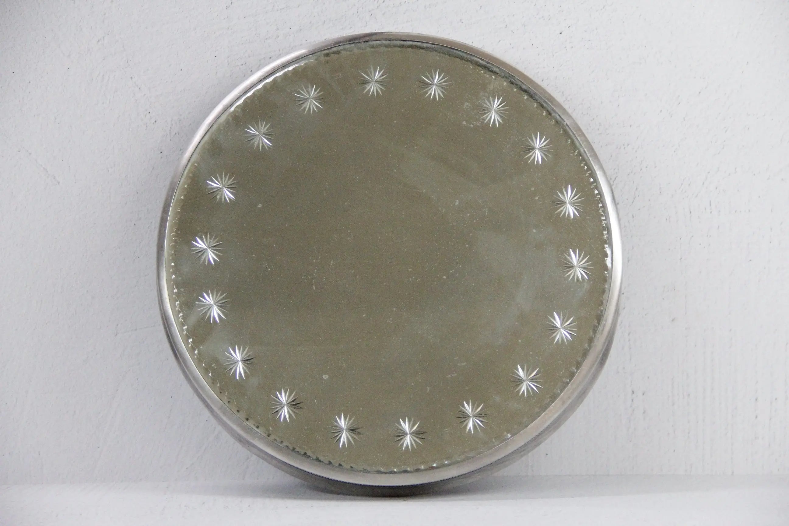 Antique Plateau Mirror | Beveled Etched Starburst 12"  Debra Hall Lifestyle