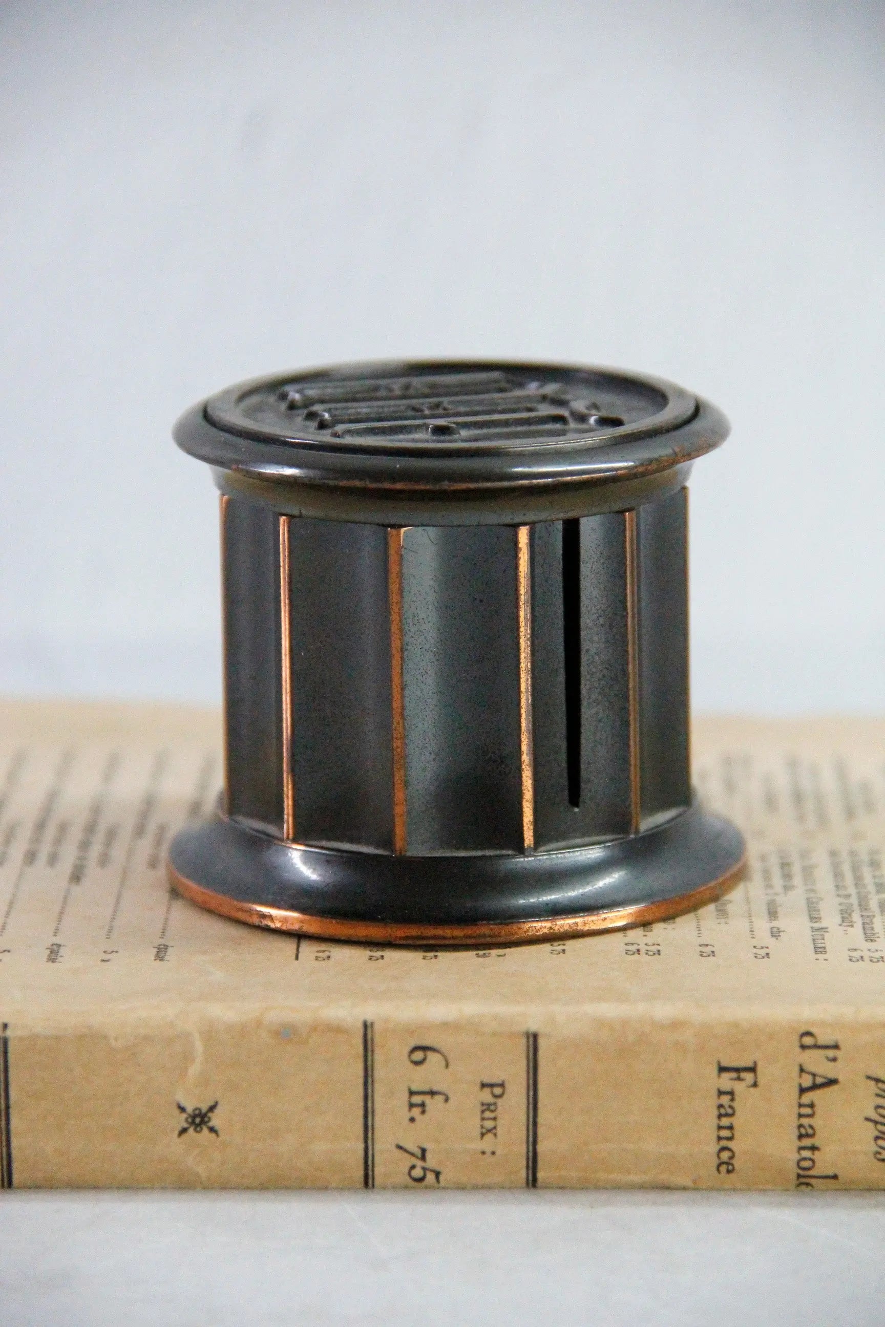 Antique Postage Stamp Dispenser | Bronze Copper Monogram  Debra Hall Lifestyle