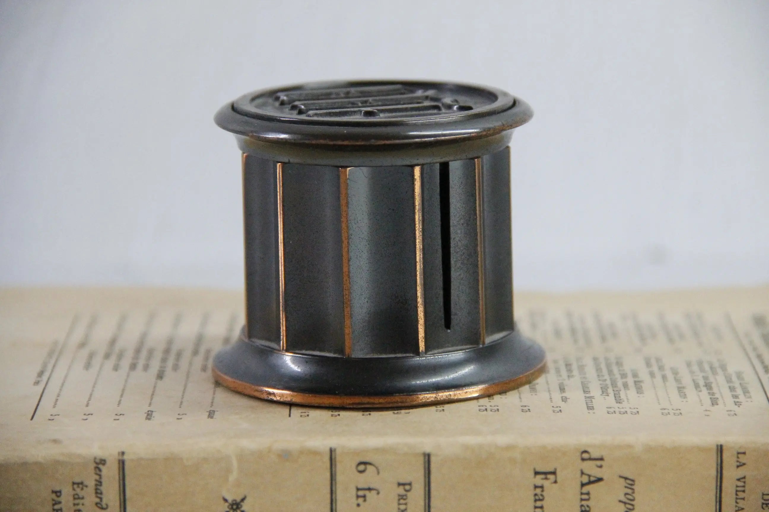Antique Postage Stamp Dispenser | Bronze Copper Monogram  Debra Hall Lifestyle