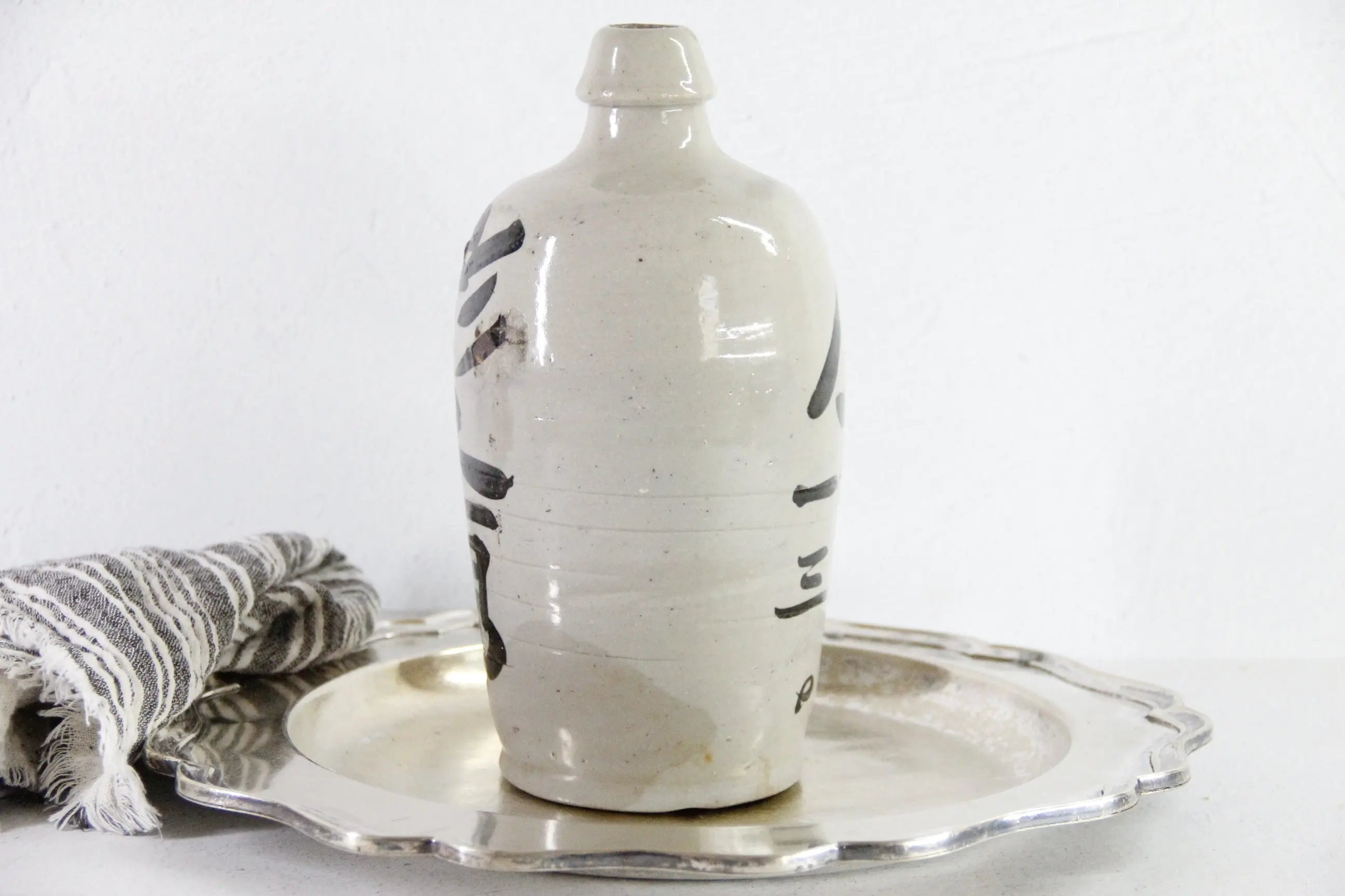 Antique Sake Bottle | 19th Century Japanese Stoneware  Debra Hall Lifestyle