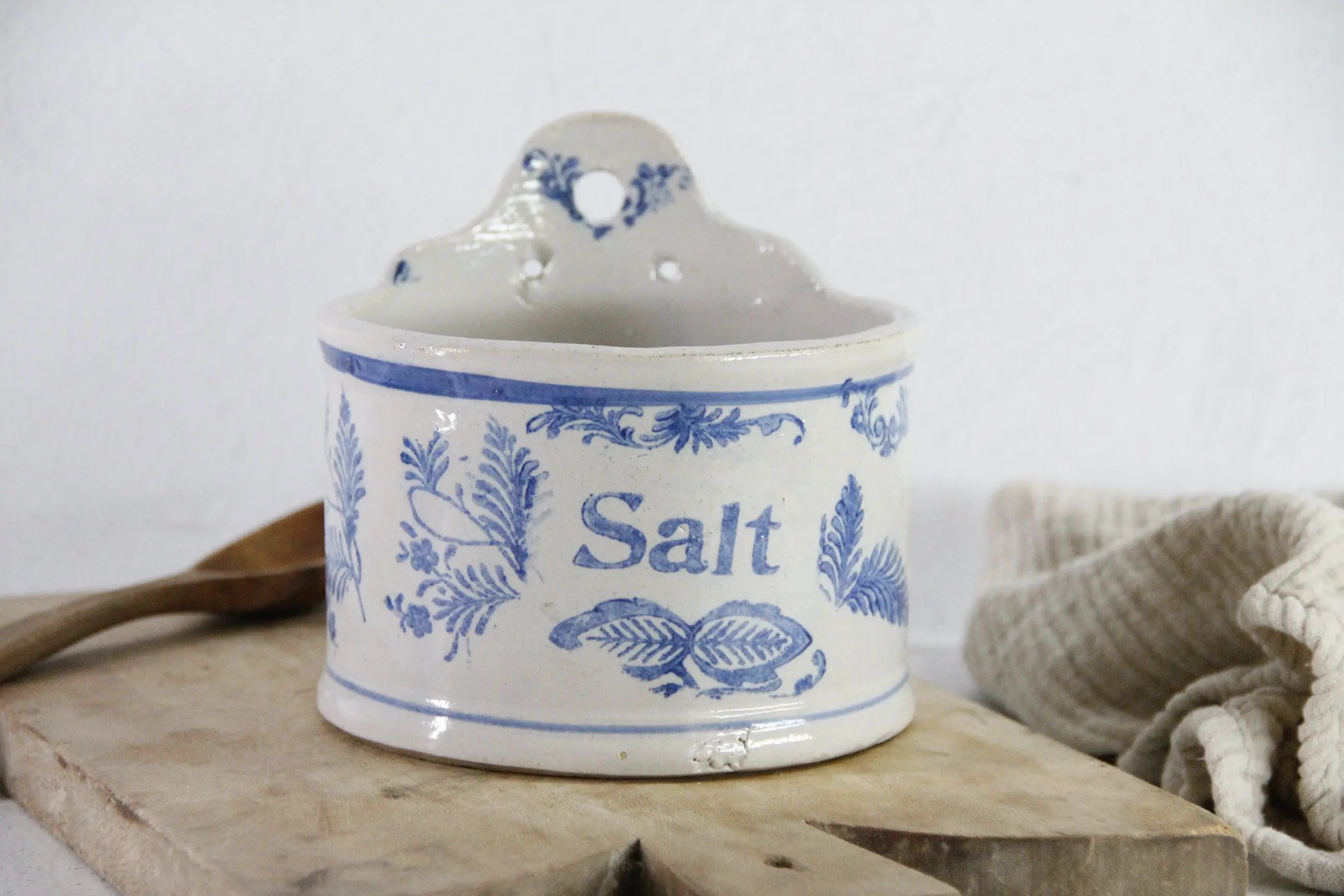 Antique Salt Crock | Stoneware Hanging Salt Box Cellar  Debra Hall Lifestyle