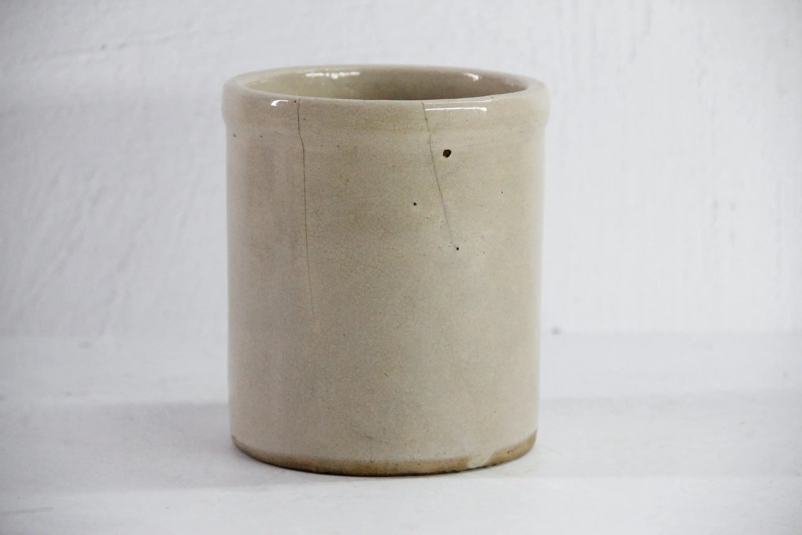 Antique Salt Glazed Crock | Small Stoneware Utensil Jar  Debra Hall Lifestyle