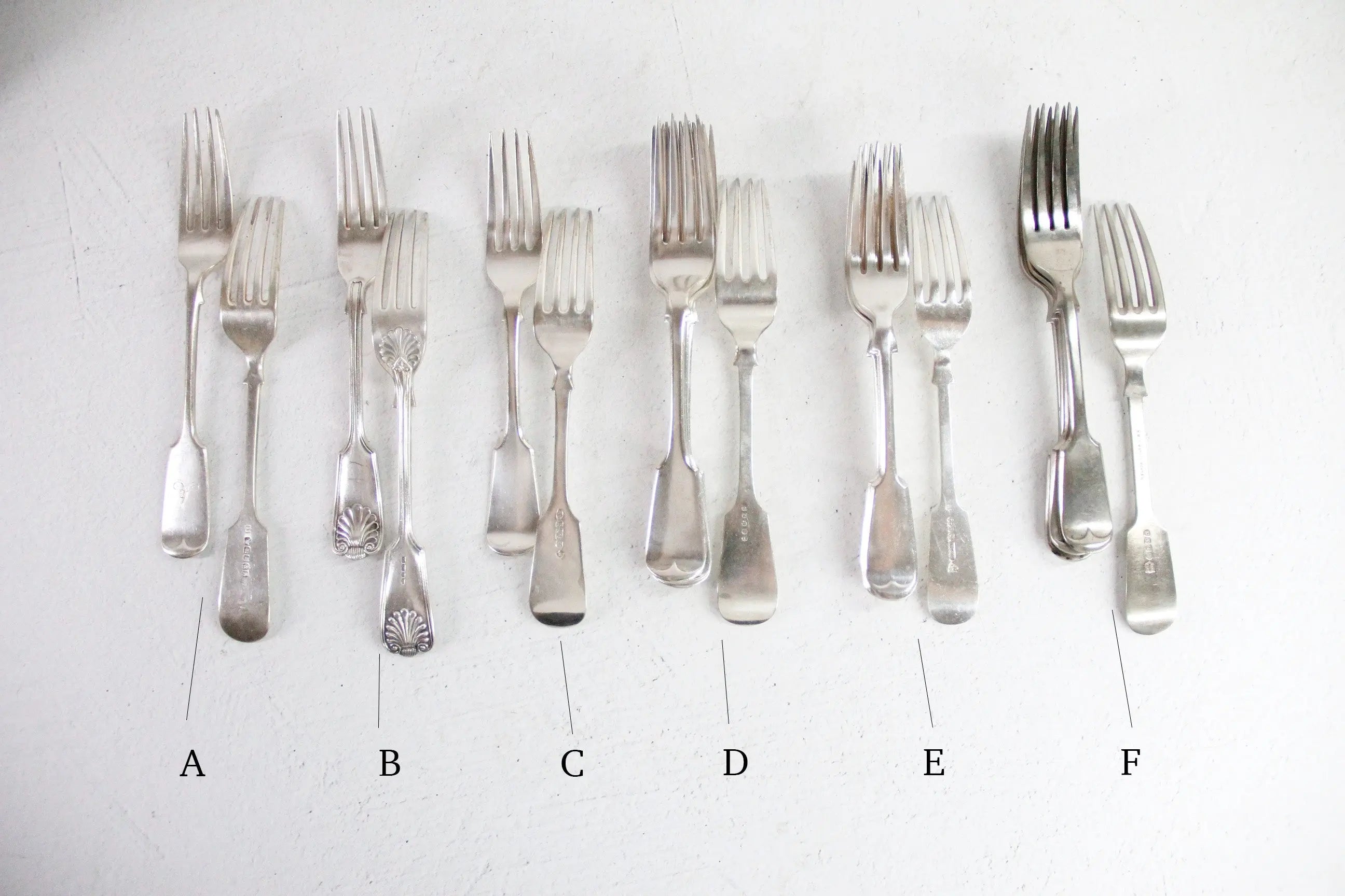 Antique Silver Dinner Fork | Fiddleback Style Assorted  Debra Hall Lifestyle