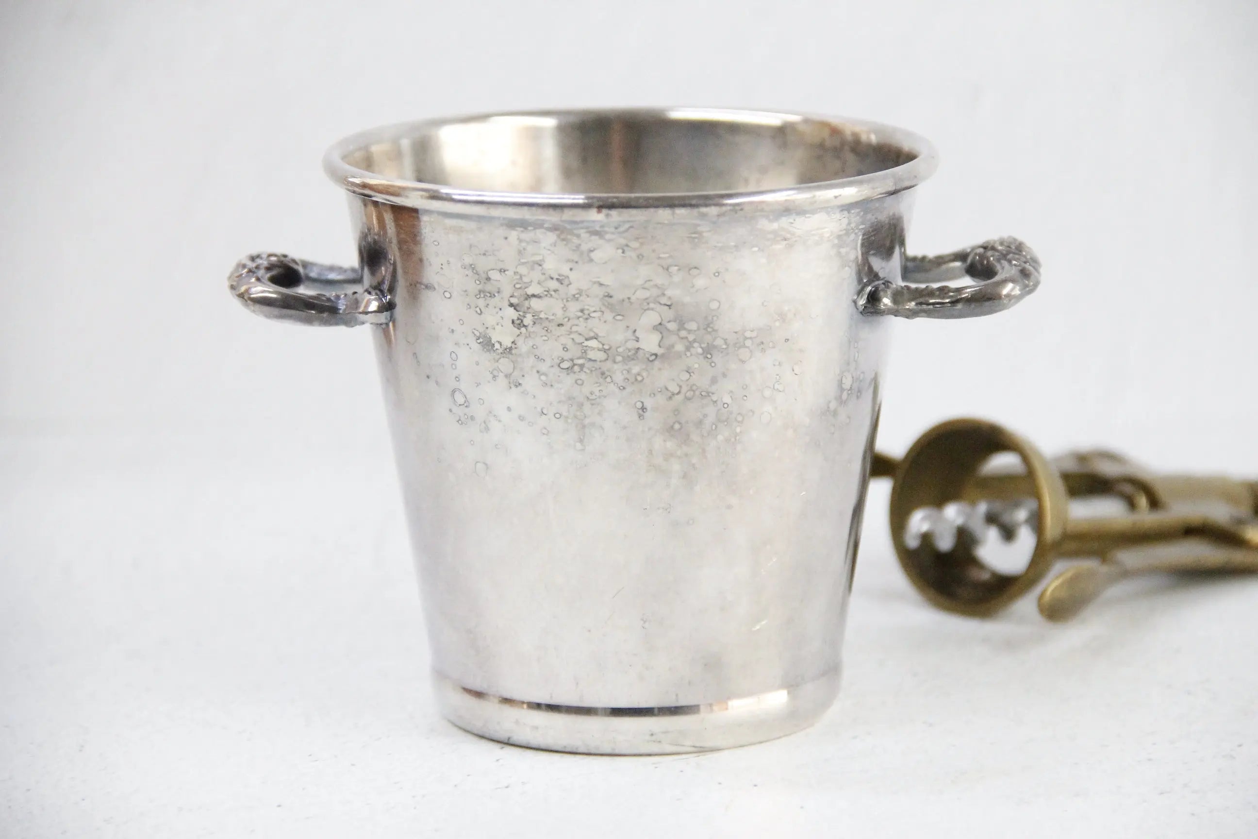 Antique Silver Ice Bucket | Petite Size Cooler 2Pc.  Debra Hall Lifestyle