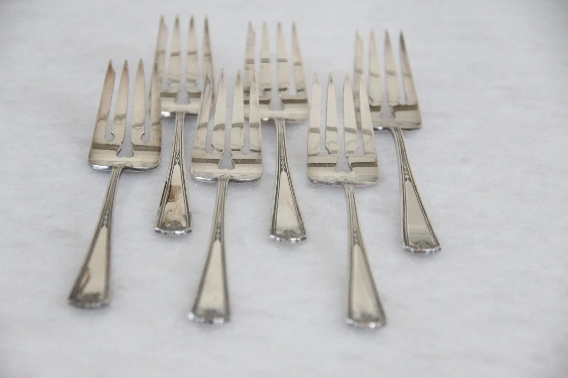 Antique Silver Plate Dessert Fork | Gorham Flatware 6 Pcs.  Debra Hall Lifestyle