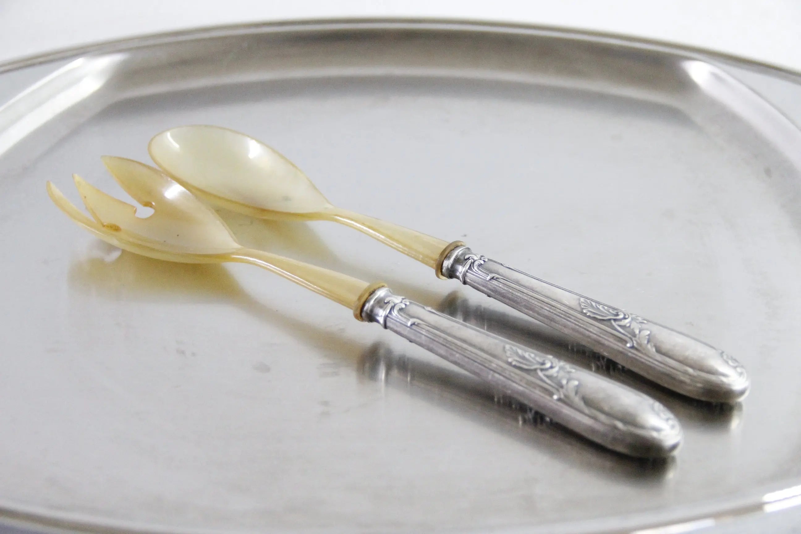 Antique Silver Salad Servers French | Bone and Silver Set  Debra Hall Lifestyle