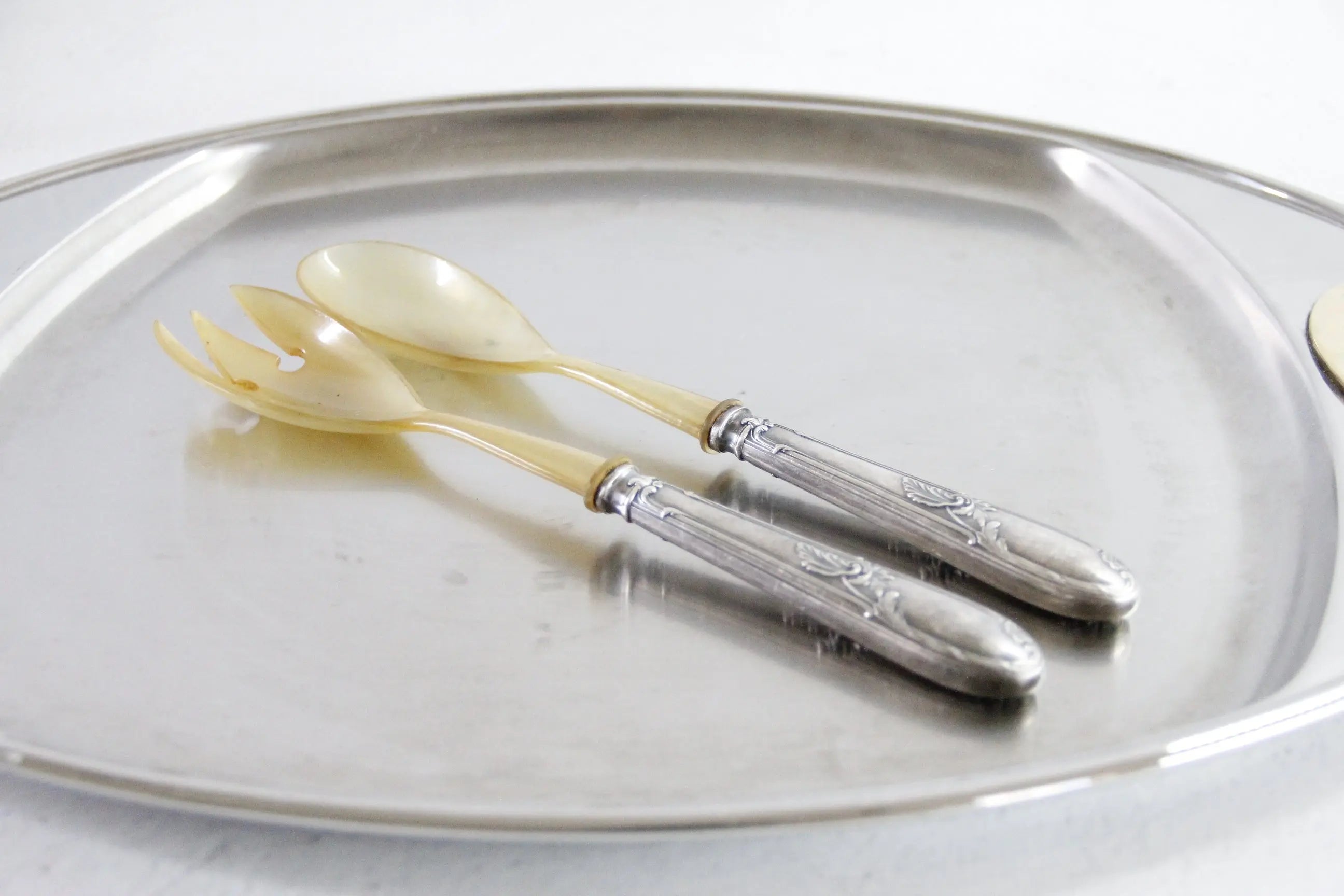 Antique Silver Salad Servers French | Bone and Silver Set  Debra Hall Lifestyle