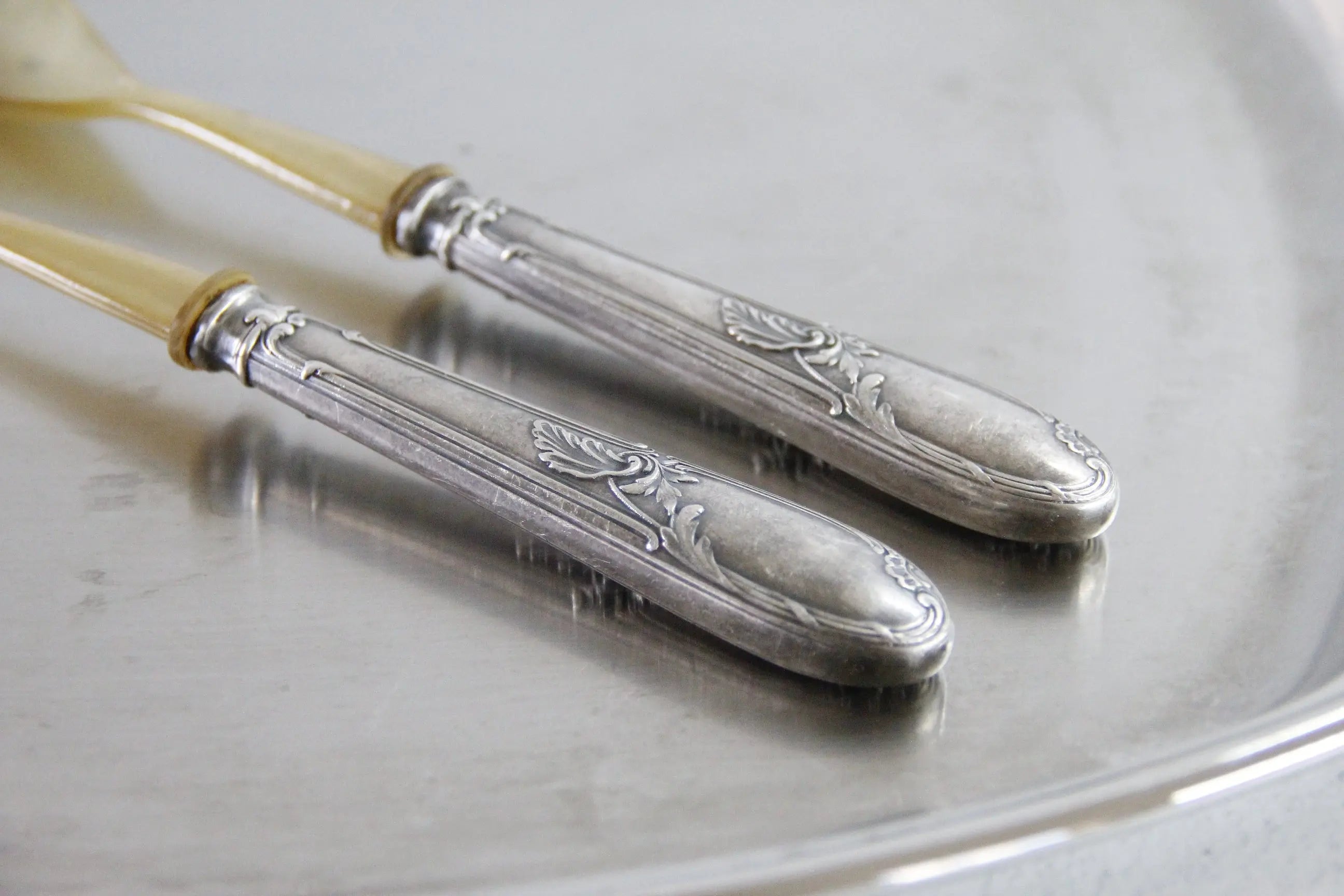 Antique Silver Salad Servers French | Bone and Silver Set  Debra Hall Lifestyle