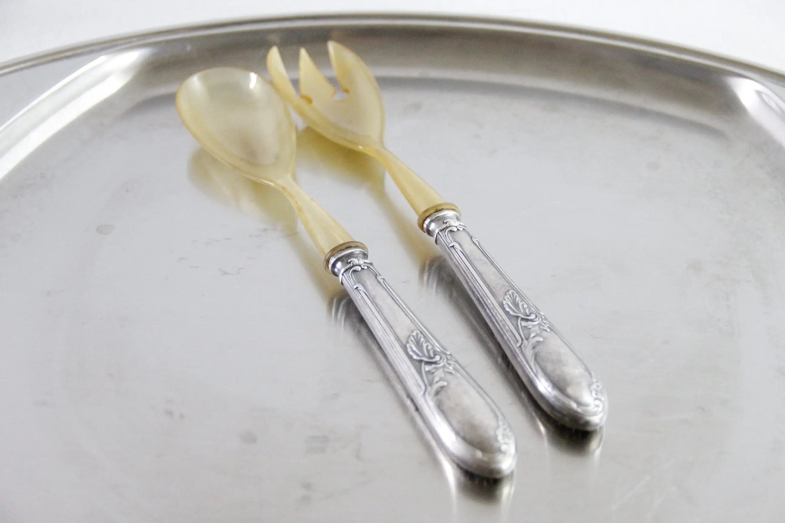 Antique Silver Salad Servers French | Bone and Silver Set  Debra Hall Lifestyle