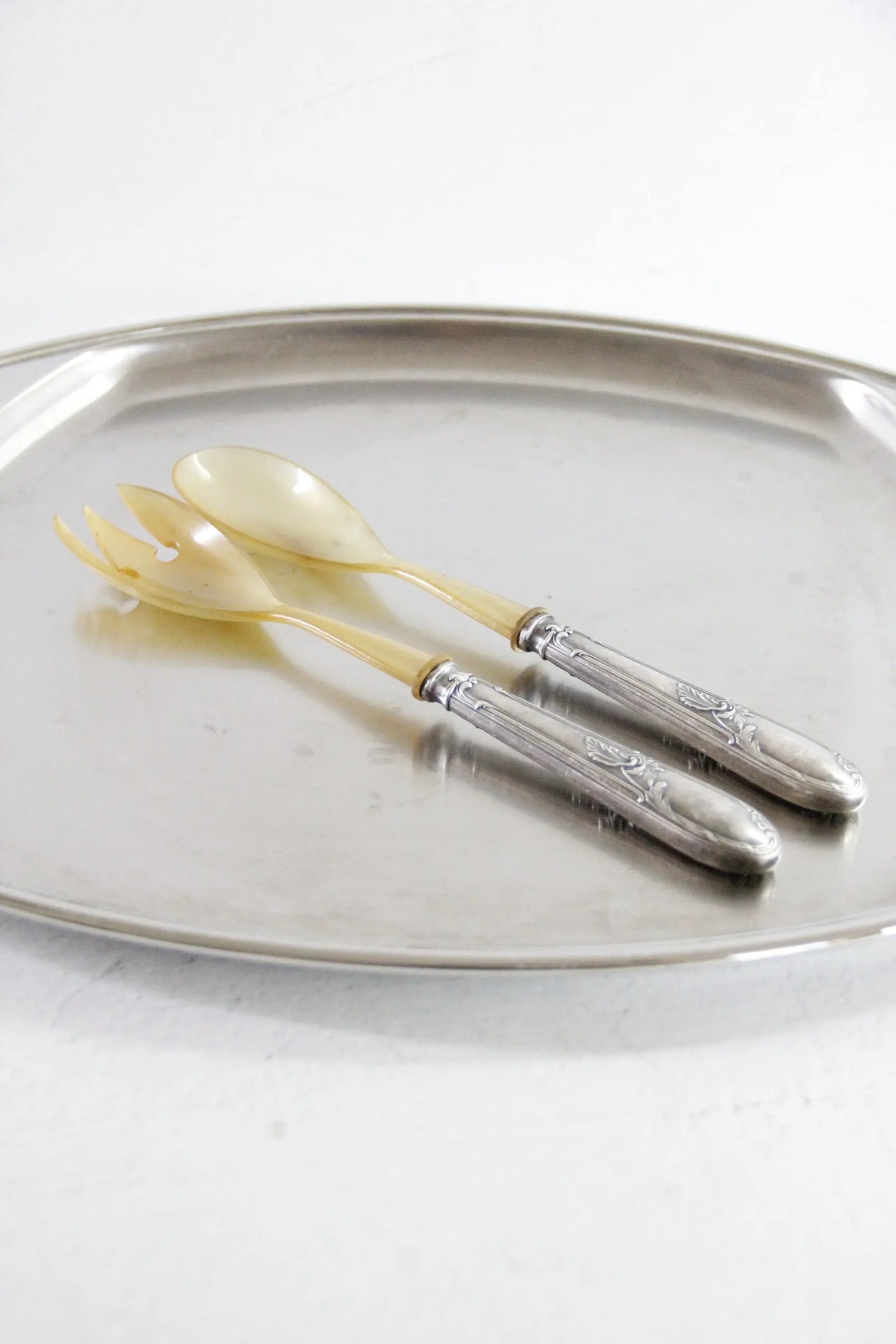 Antique Silver Salad Servers French | Bone and Silver Set  Debra Hall Lifestyle