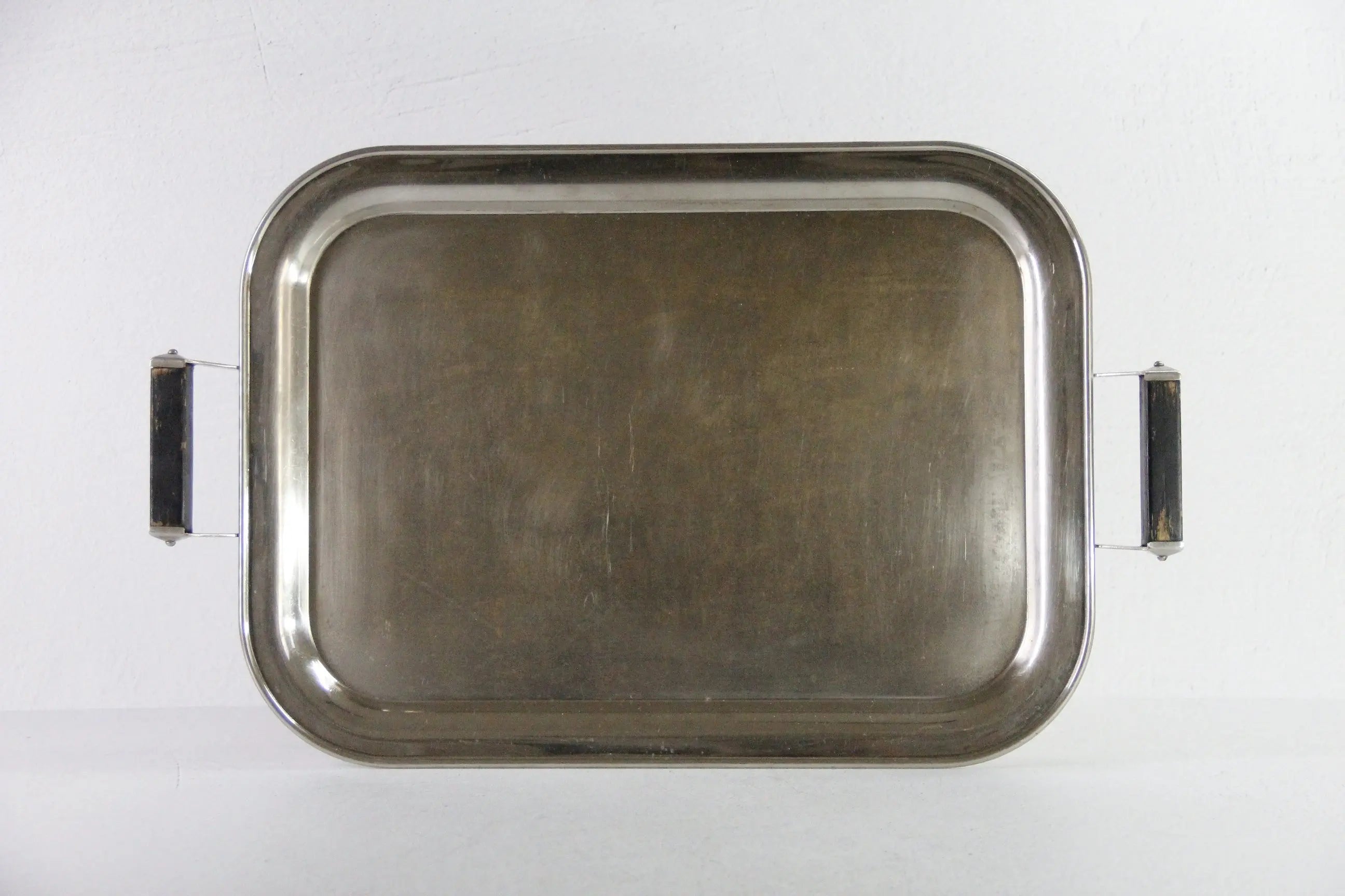Antique Silver Serving Tray with Handles-Wood | Sternau & Co  Debra Hall Lifestyle