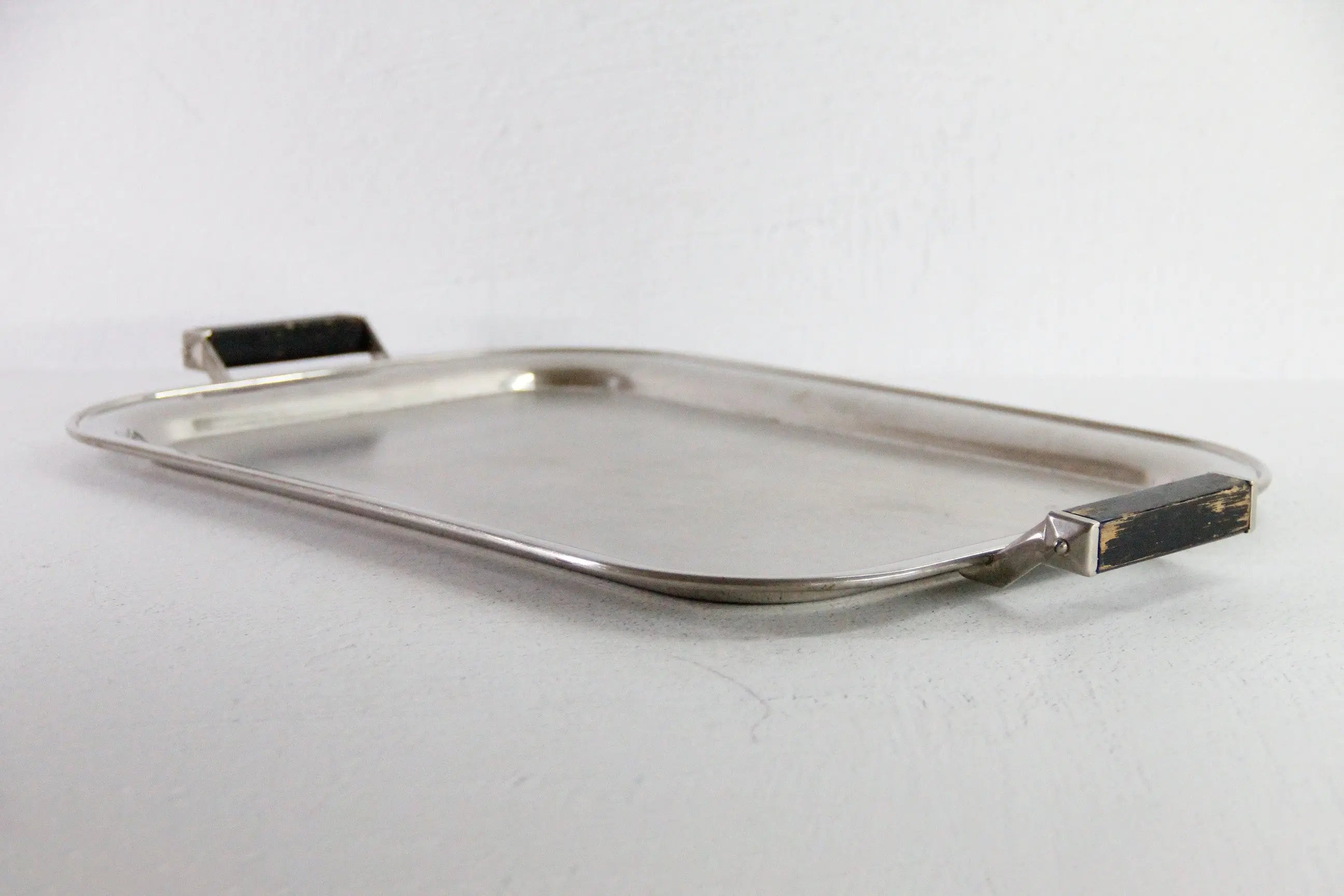 Antique Silver Serving Tray with Handles-Wood | Sternau & Co  Debra Hall Lifestyle