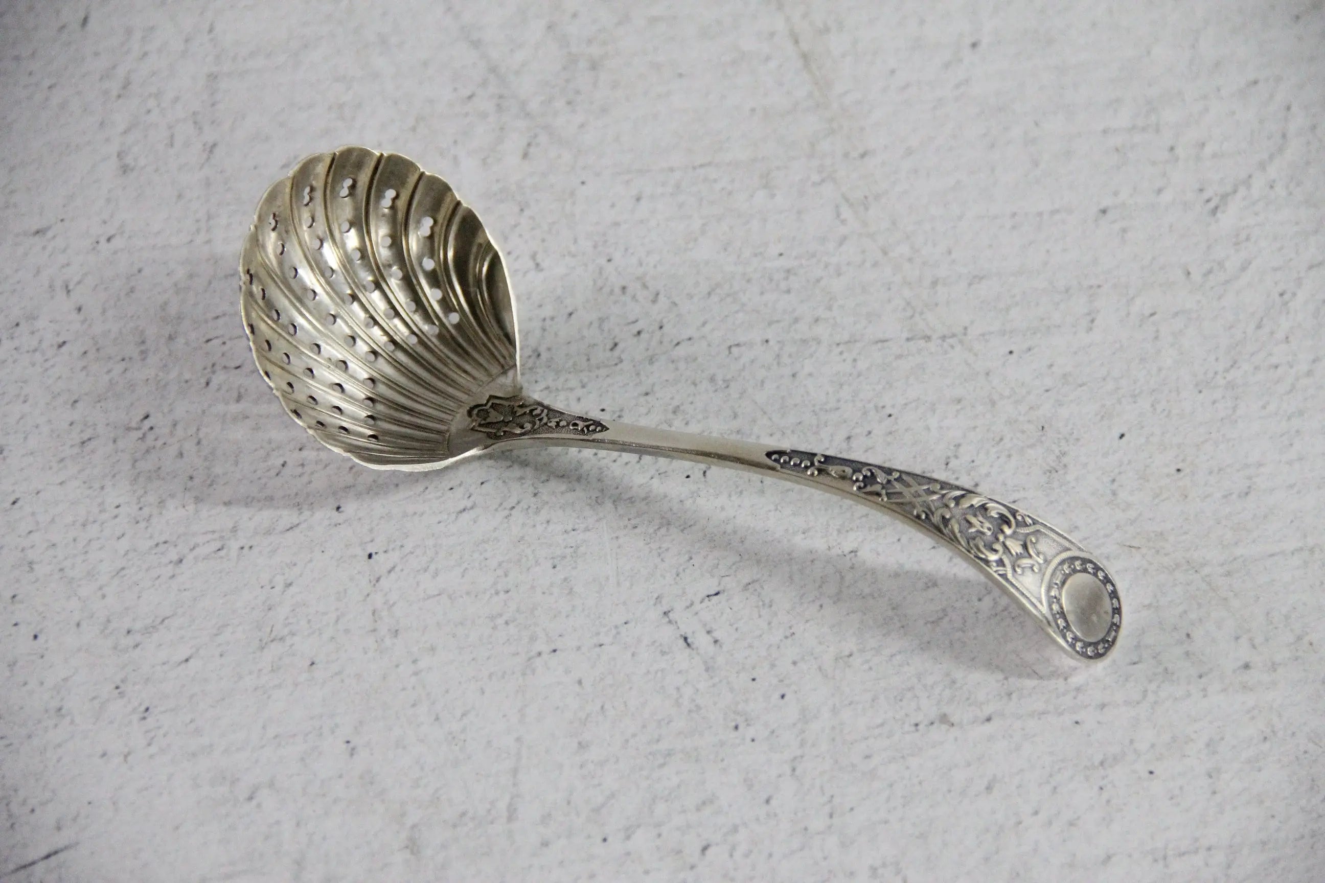 Antique Silver Sugar Sifter Spoon  Debra Hall Lifestyle