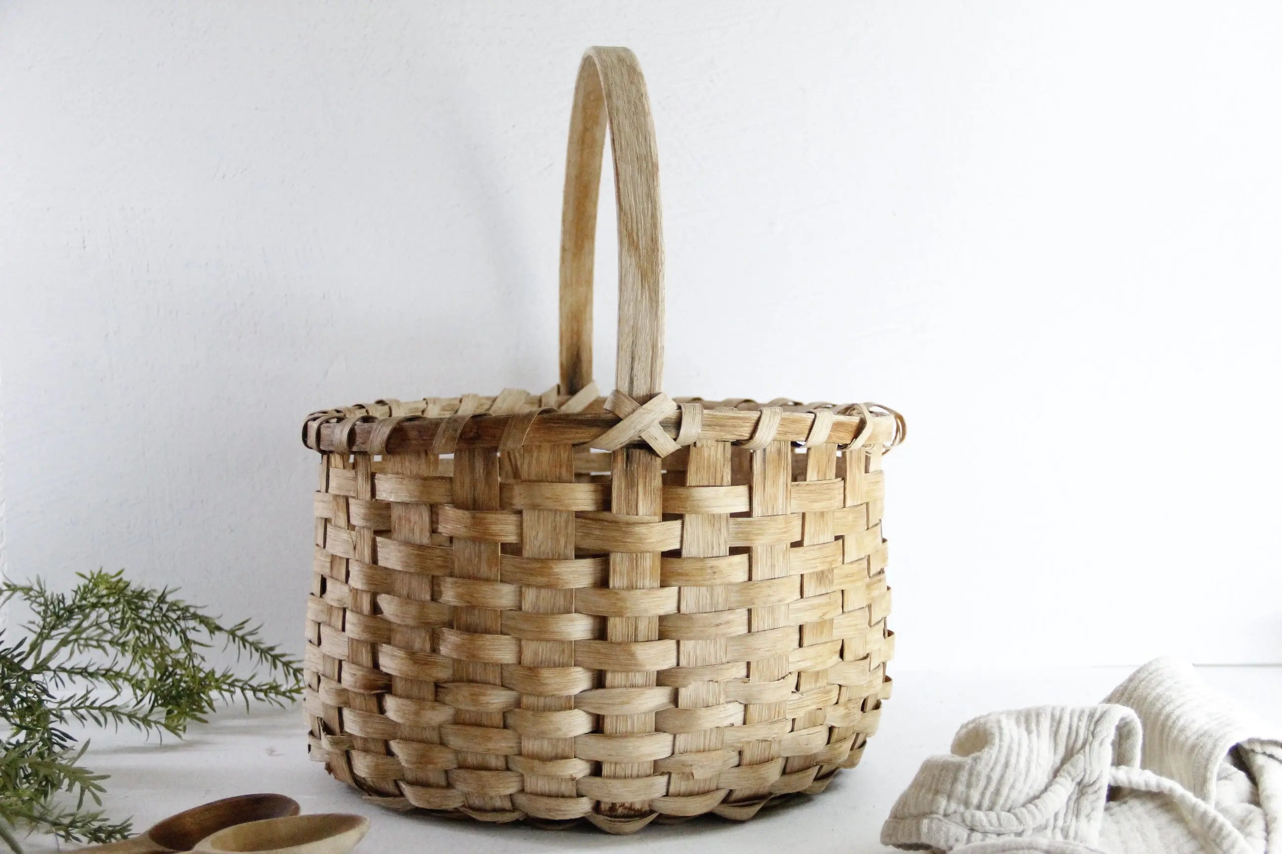 Antique Splint Basket | 19th C. American Oak Gathering  Debra Hall Lifestyle