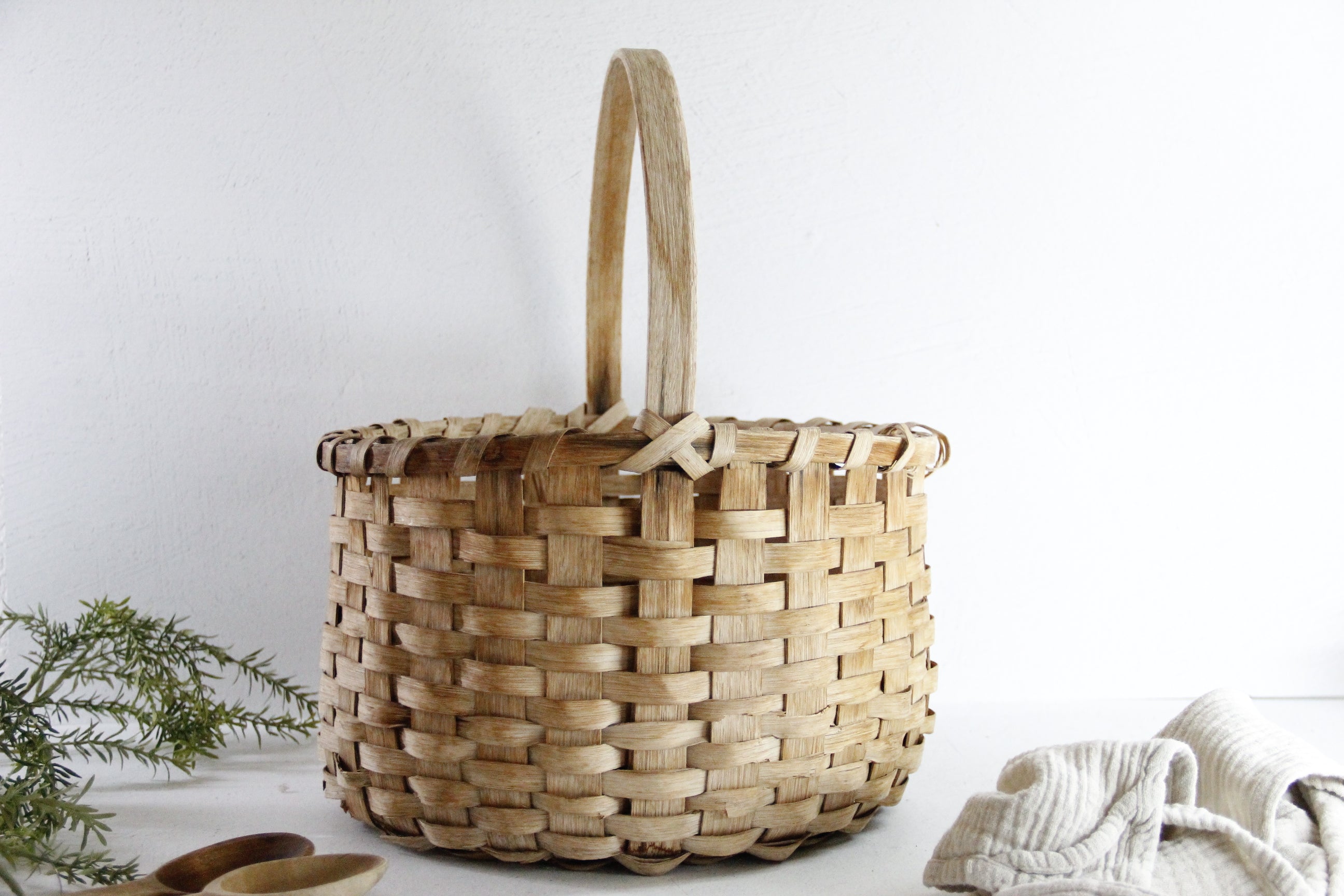 Antique Splint Basket | 19th C. American Oak Gathering  Debra Hall Lifestyle