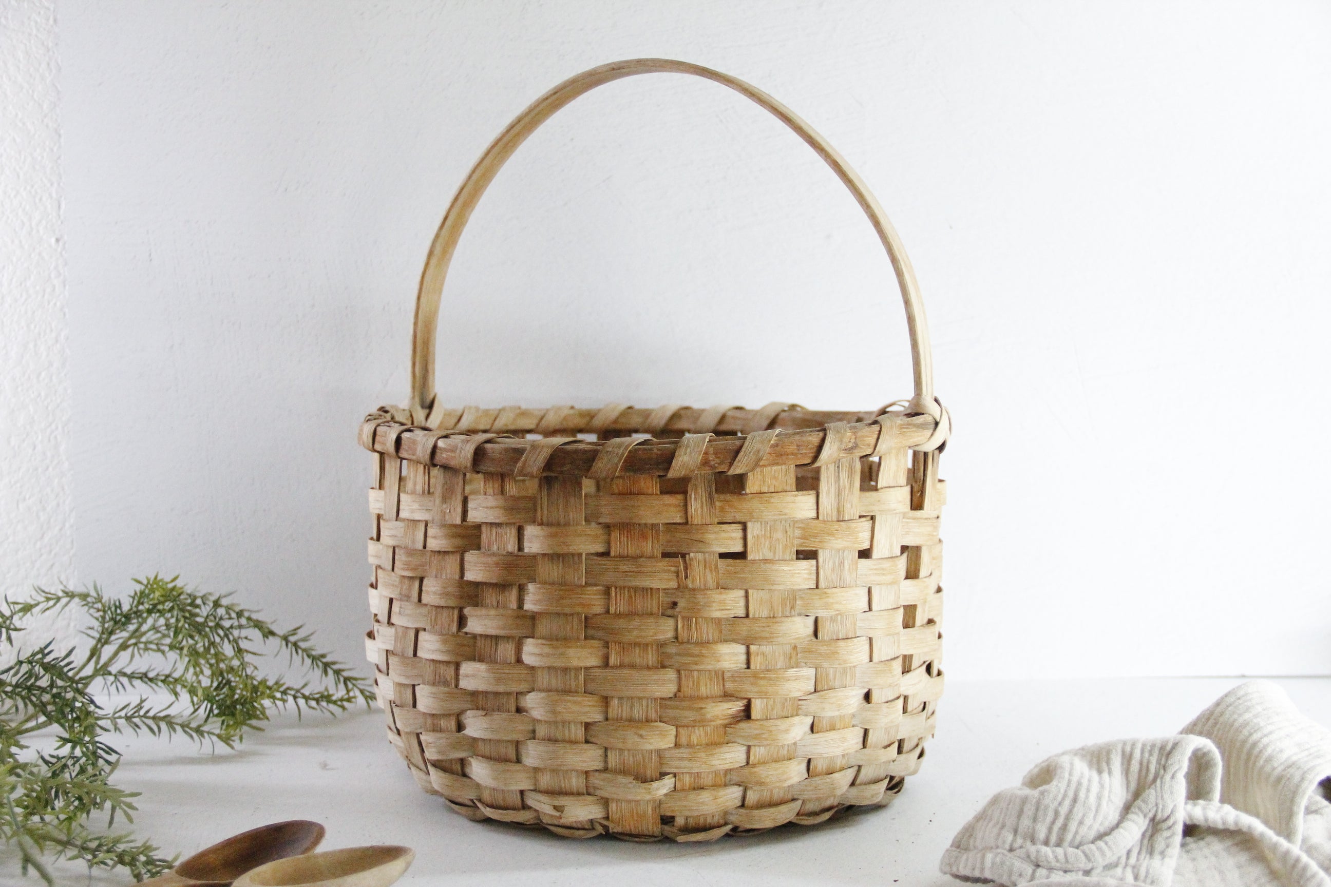 Antique Splint Basket | 19th C. American Oak Gathering  Debra Hall Lifestyle