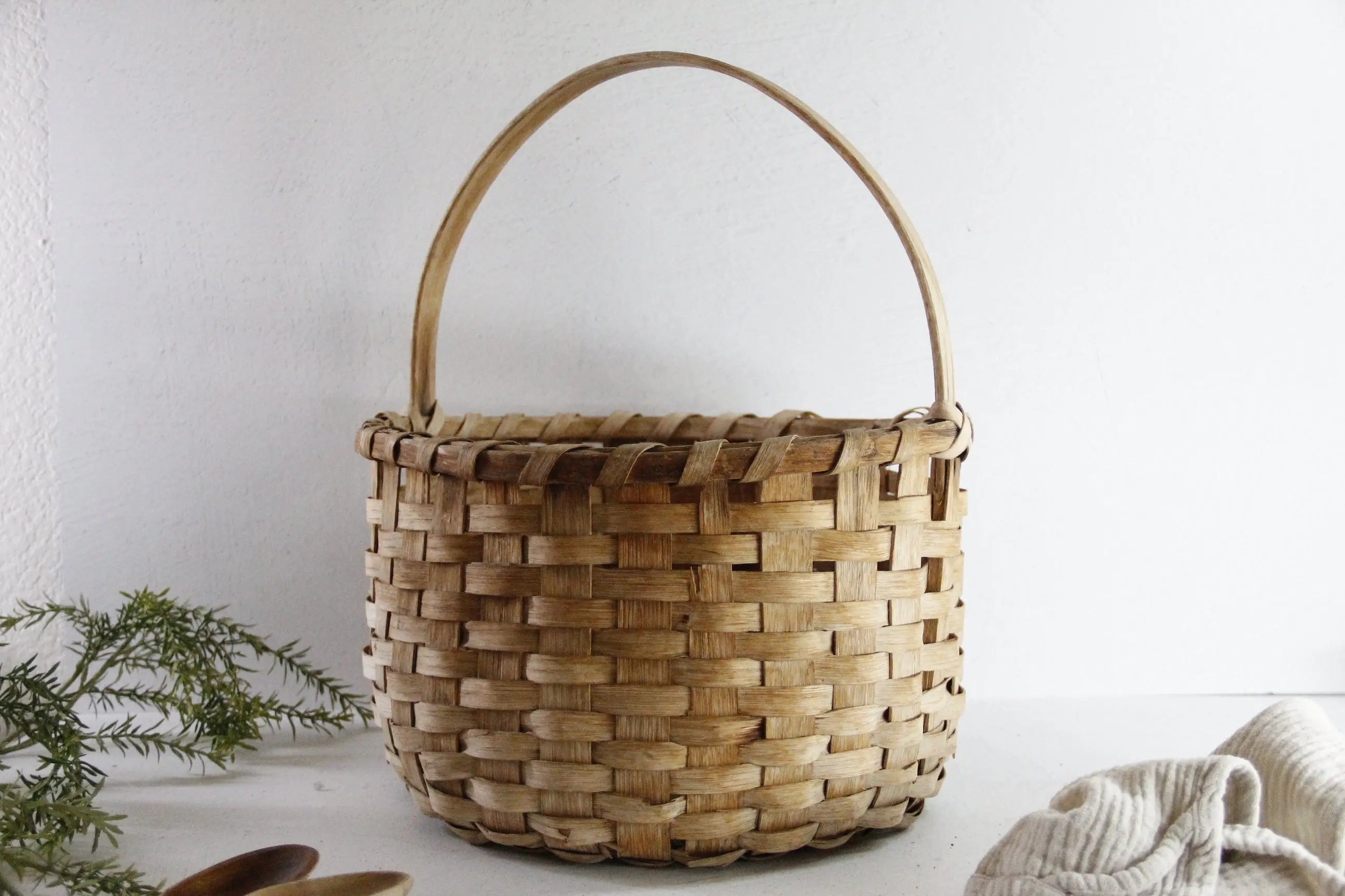 Antique Splint Basket | 19th C. American Oak Gathering  Debra Hall Lifestyle