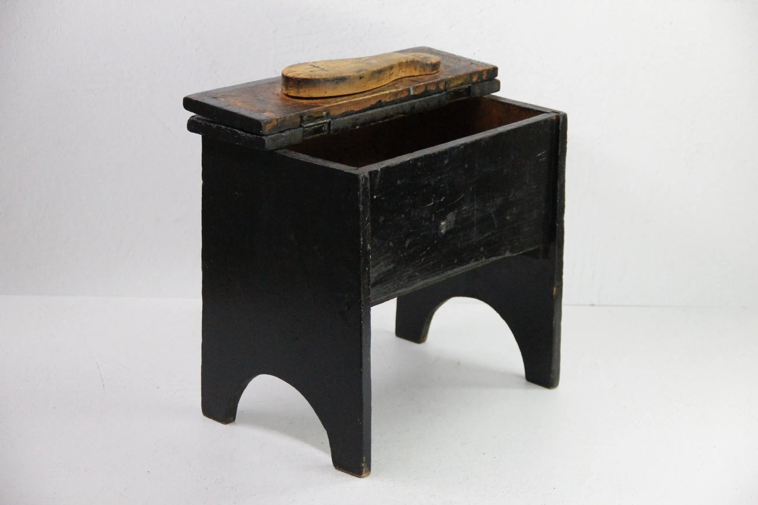 Antique Step Stool | Wooden-Original Black Paint  Debra Hall Lifestyle