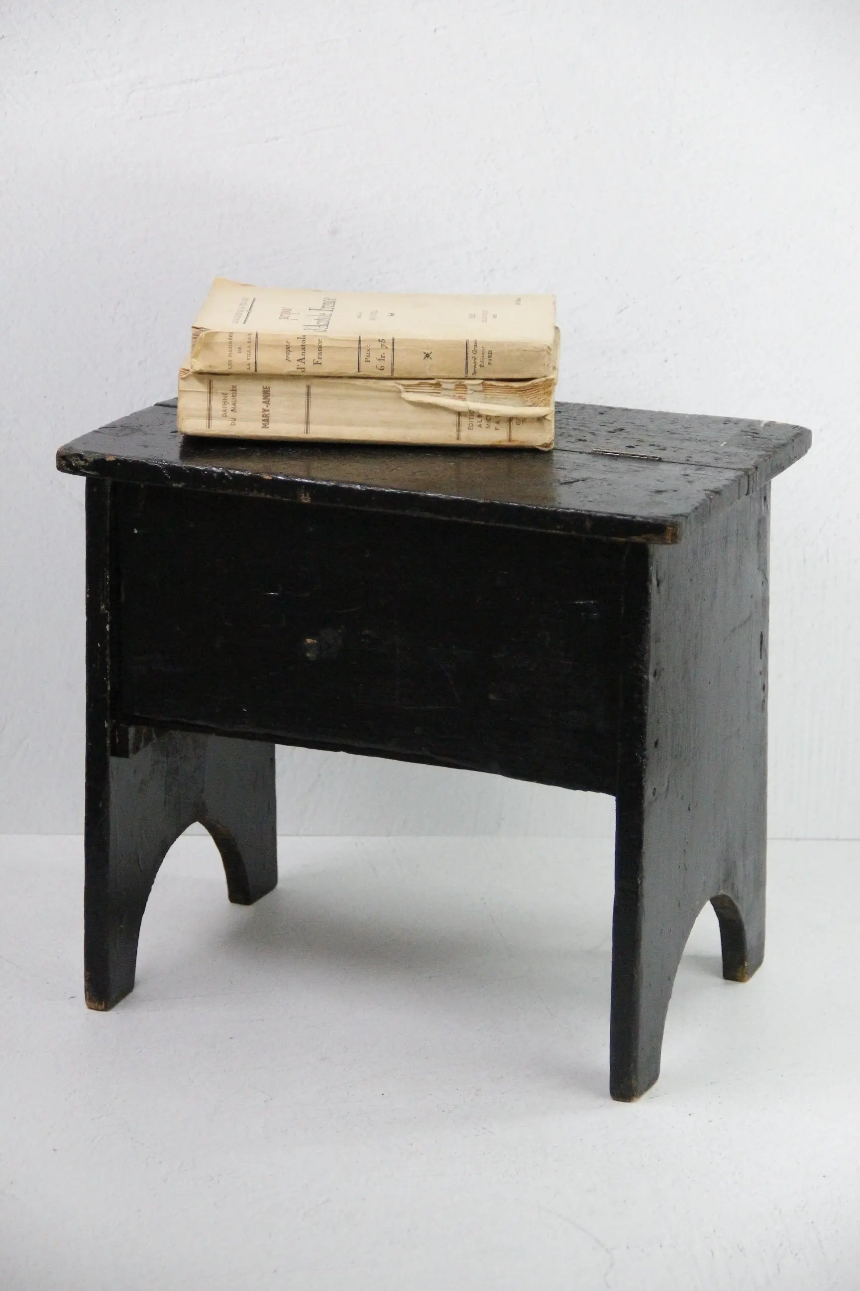 Antique Step Stool | Wooden-Original Black Paint  Debra Hall Lifestyle