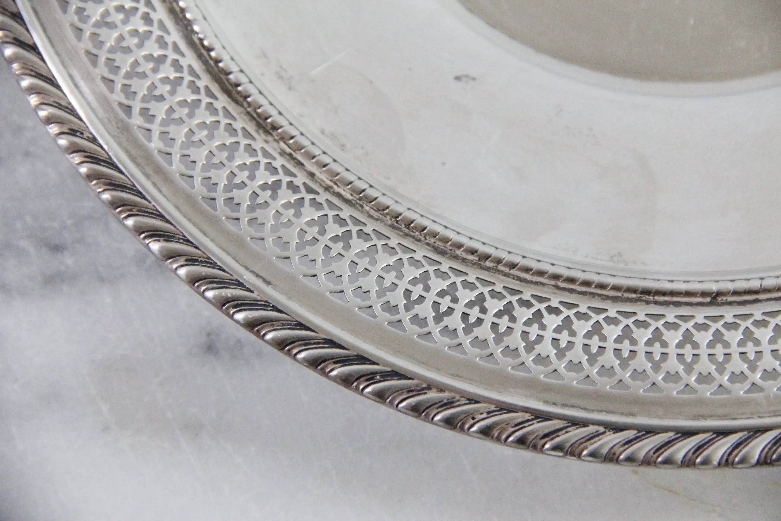 Antique Sterling Silver Tray Gorham Reticulated 8 Troy Oz