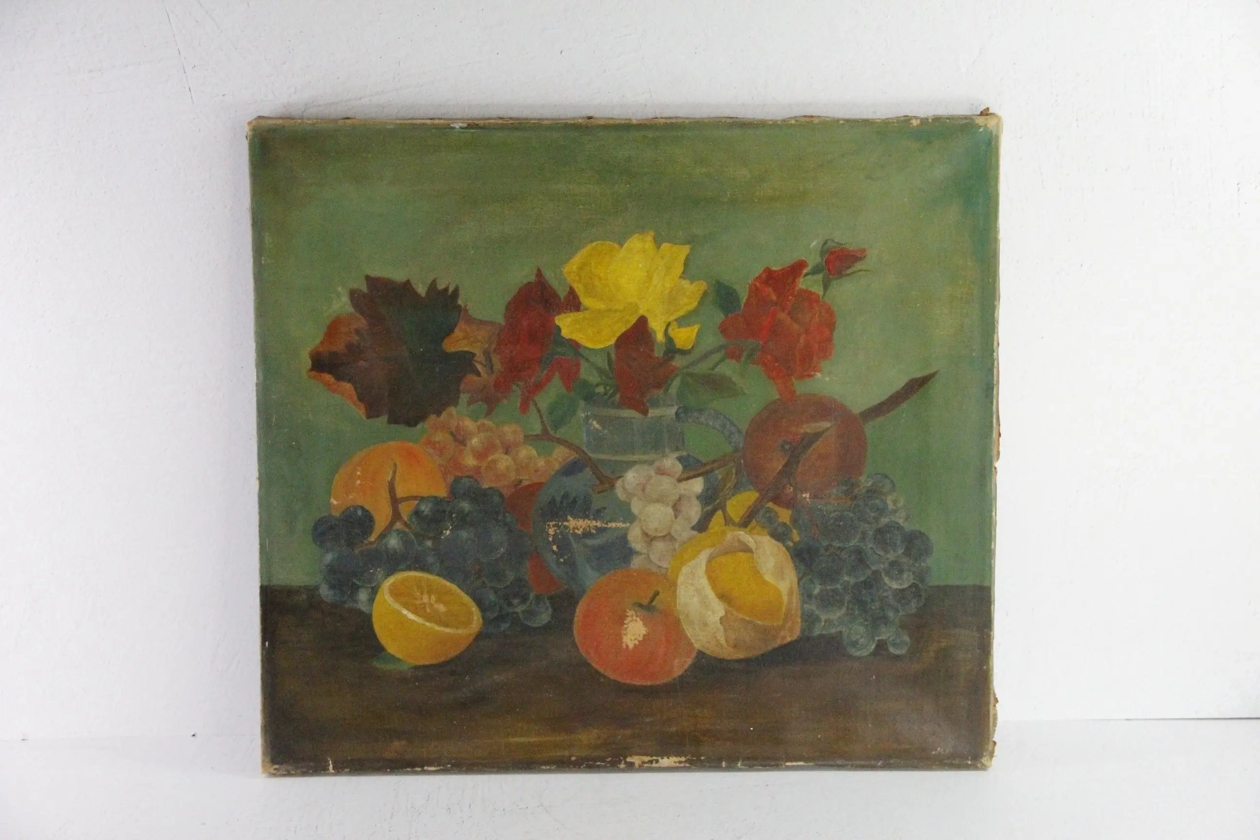 Antique Still Life Painting Fruit and Floral Canvas  Debra Hall Lifestyle