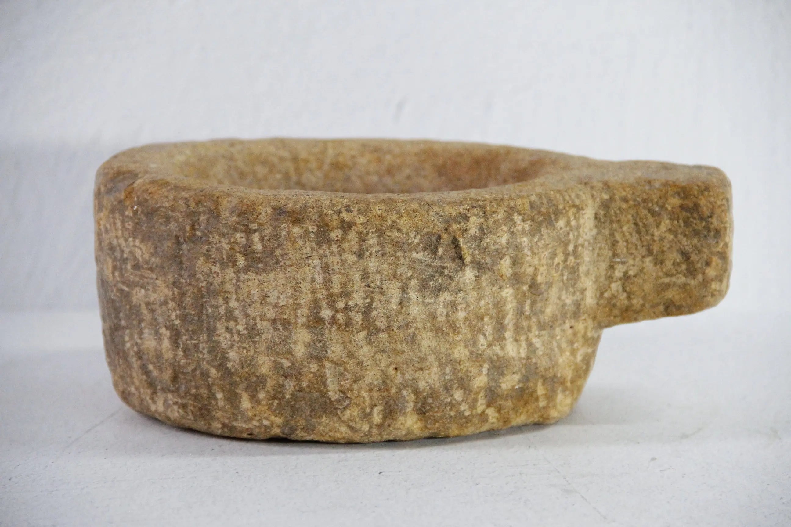 Antique Stone Mortar | Rustic with Handle  Debra Hall Lifestyle