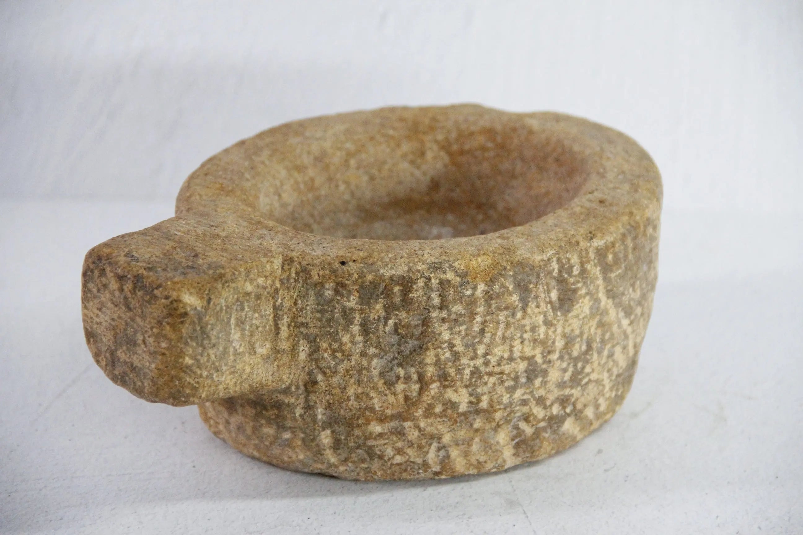 Antique Stone Mortar | Rustic with Handle  Debra Hall Lifestyle