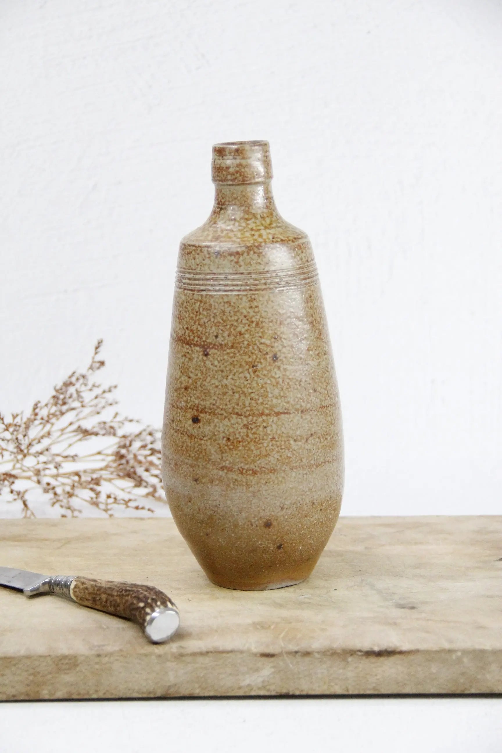 Antique Stoneware Bottle | French Earthenware Vessel  Debra Hall Lifestyle